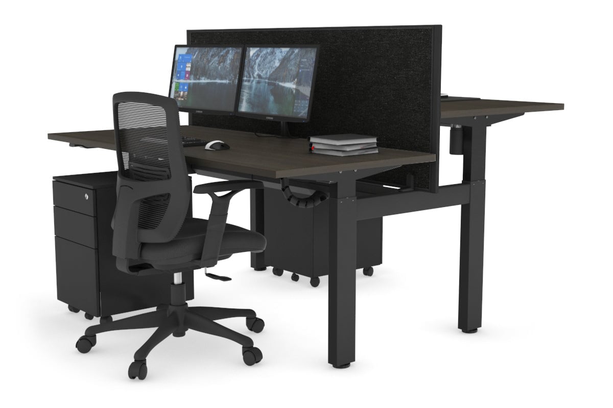 Adjustable Height 2-Person H Bench Workstation - Black Frame [1600L x 700W] - Perfect for Office, Workshop & Collaborative Workspaces