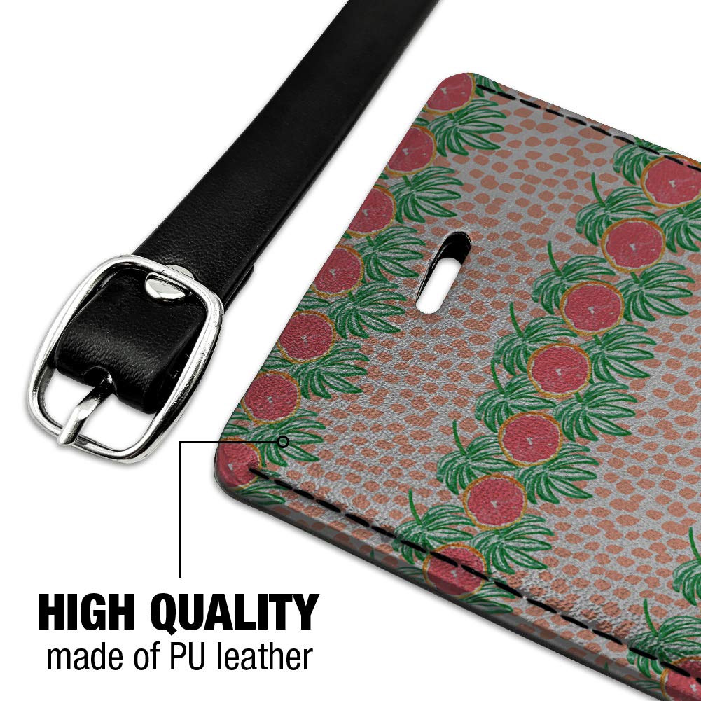 Stylish Grapefruit & Leaves Design Leather Luggage Tag - Rectangle Carry-On ID Tag for Suitcases, Bags & Backpacks | Perfect for Travel, Business Trips & Vacation Identification