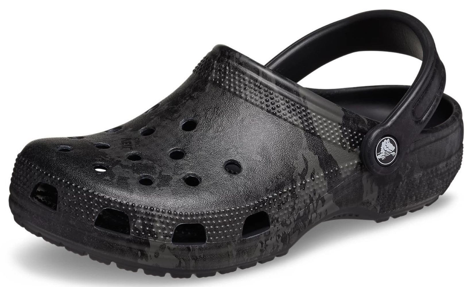 Crocs Unisex Classic Camo Clog Shoes - Black Comfort Slip-On Waterproof Sandals for Men & Women - UK Size 4/5 - Perfect for Beach, Pool, Garden & Casual Wear
