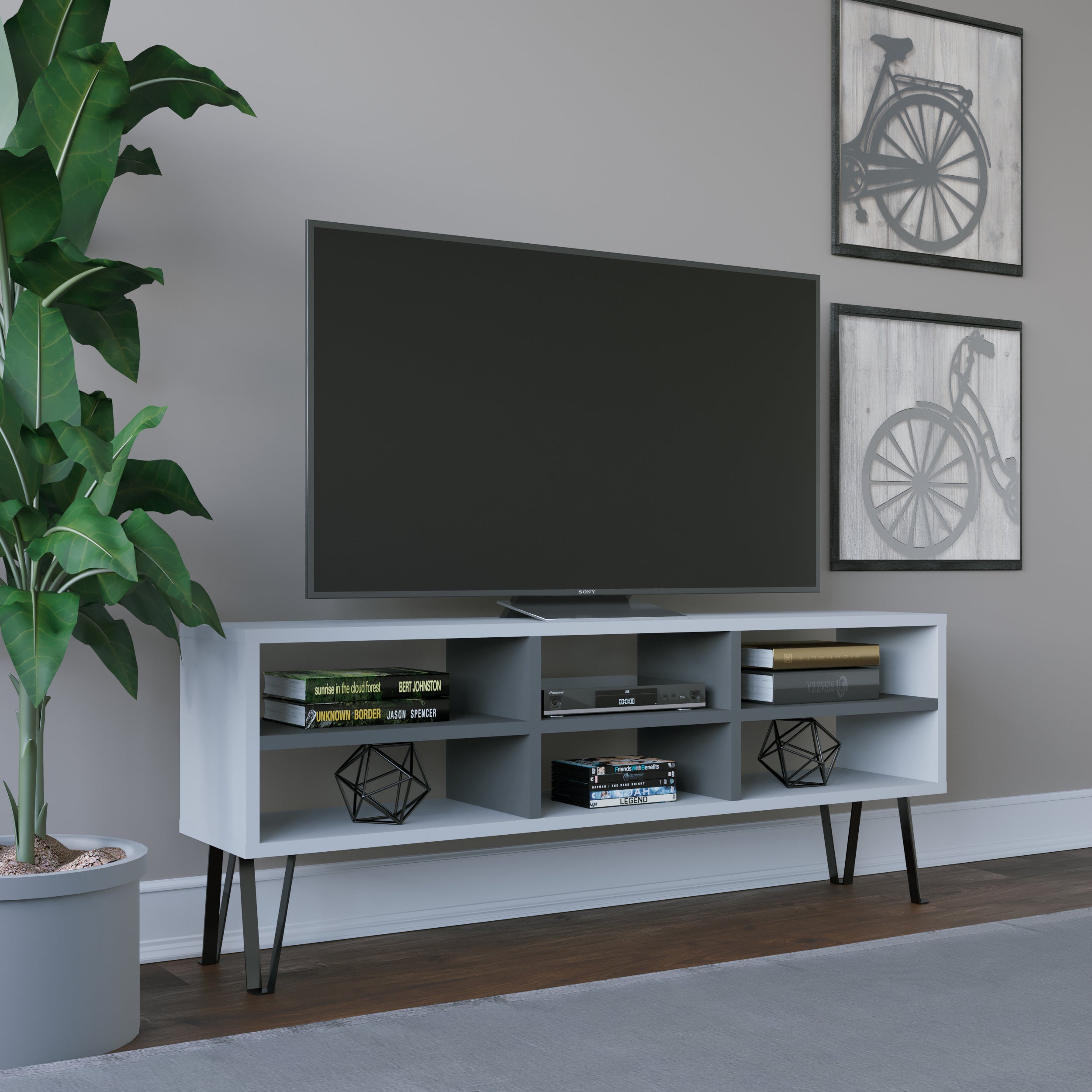 Modern Judd TV Stand with Storage - Sleek Wooden Entertainment Center for Living Room, Bedroom & Home Theater - Perfect for 55-75 Inch Flat Screen TVs