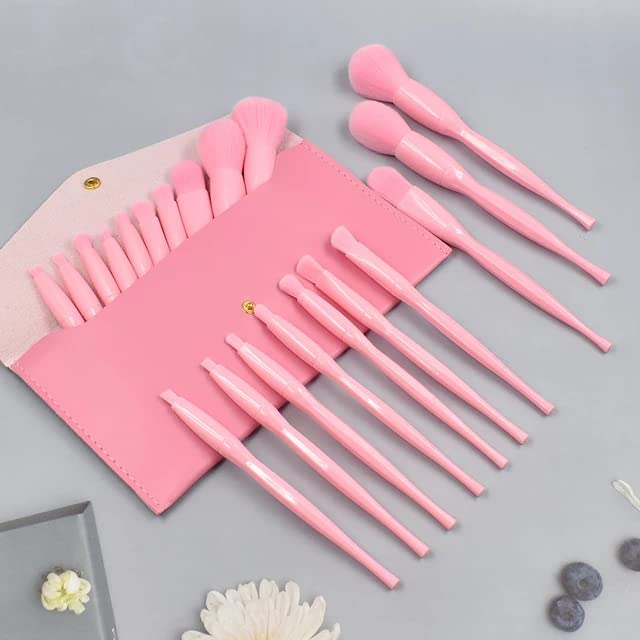STUNHUB 10-Piece Professional Makeup Brush Set - Premium Synthetic Foundation, Blush, Concealer & Eyeshadow Brushes with Travel Pouch - Perfect for Makeup Artists & Beginners (Pink, 10 Brushes) - Ideal for Daily Makeup, Travel & Professional Use