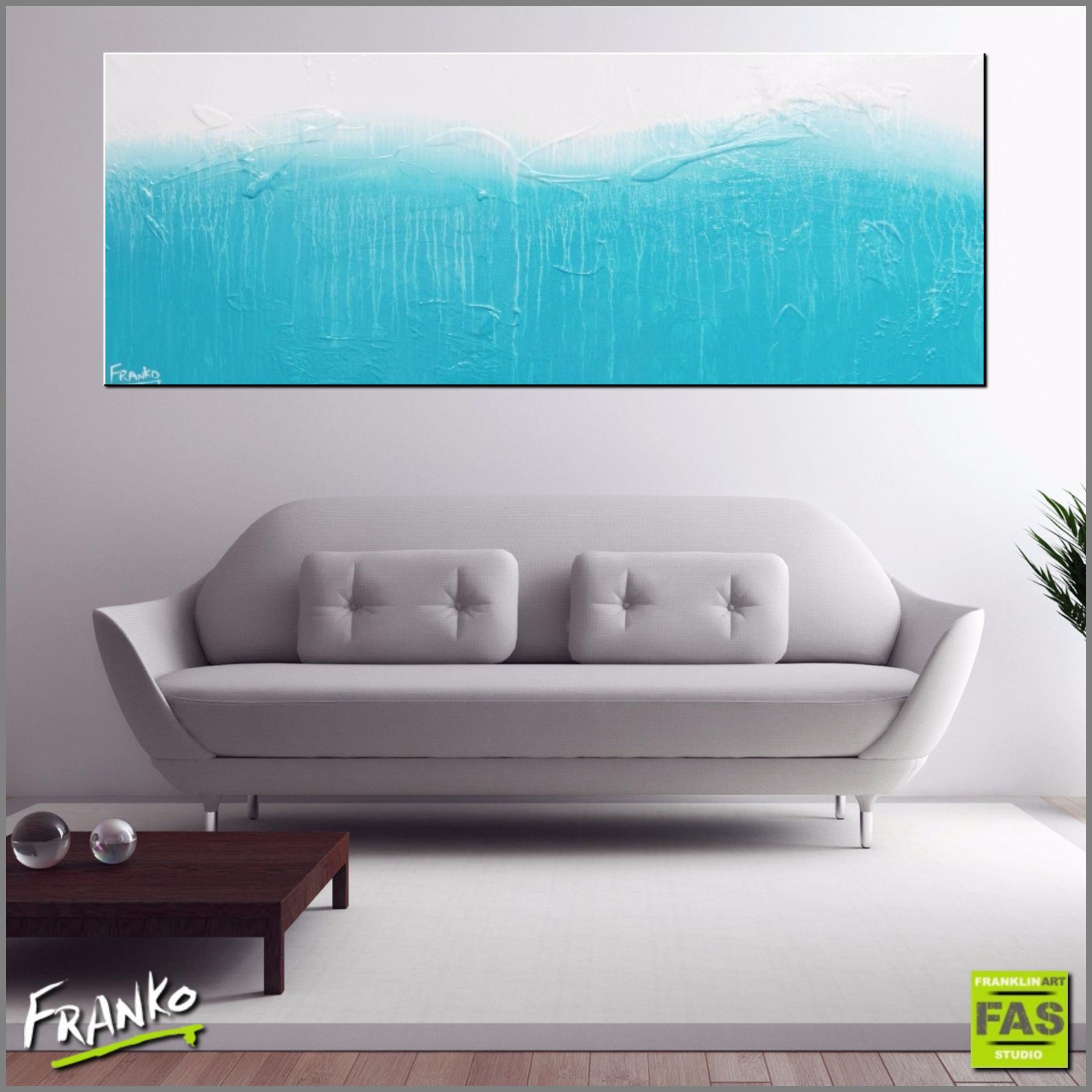 Blue & White Abstract Painting - 160cm x 60cm Modern Wall Art for Living Room, Bedroom & Office Decor | Hungry For Love Artwork