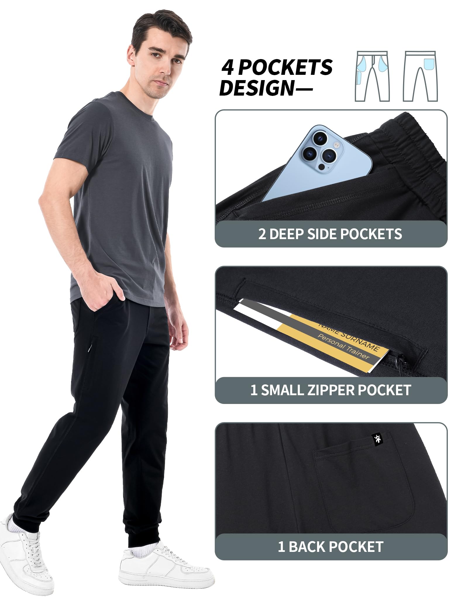 Pioneer Camp Men's Jogger Sweatpants - Lightweight Workout Pants with Pockets for Gym, Running & Casual Wear | Moisture-Wicking Athletic Pants for Training, Travel & Lounge