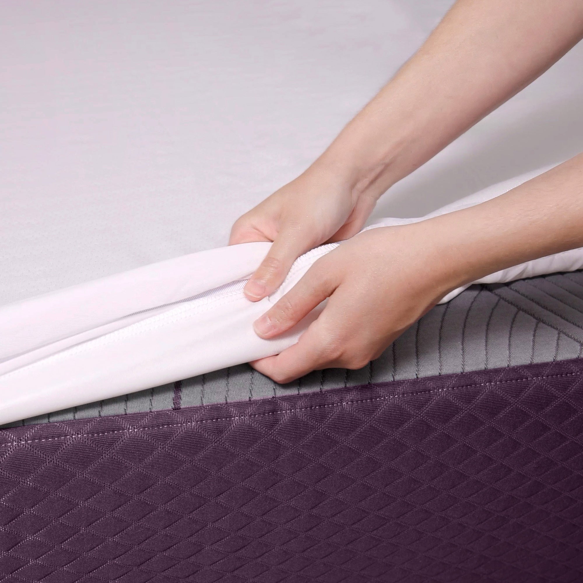 Premium Purple Deep Pocket Mattress Protector - Waterproof, Breathable, Hypoallergenic Bed Cover - Fits Mattress Up to 18