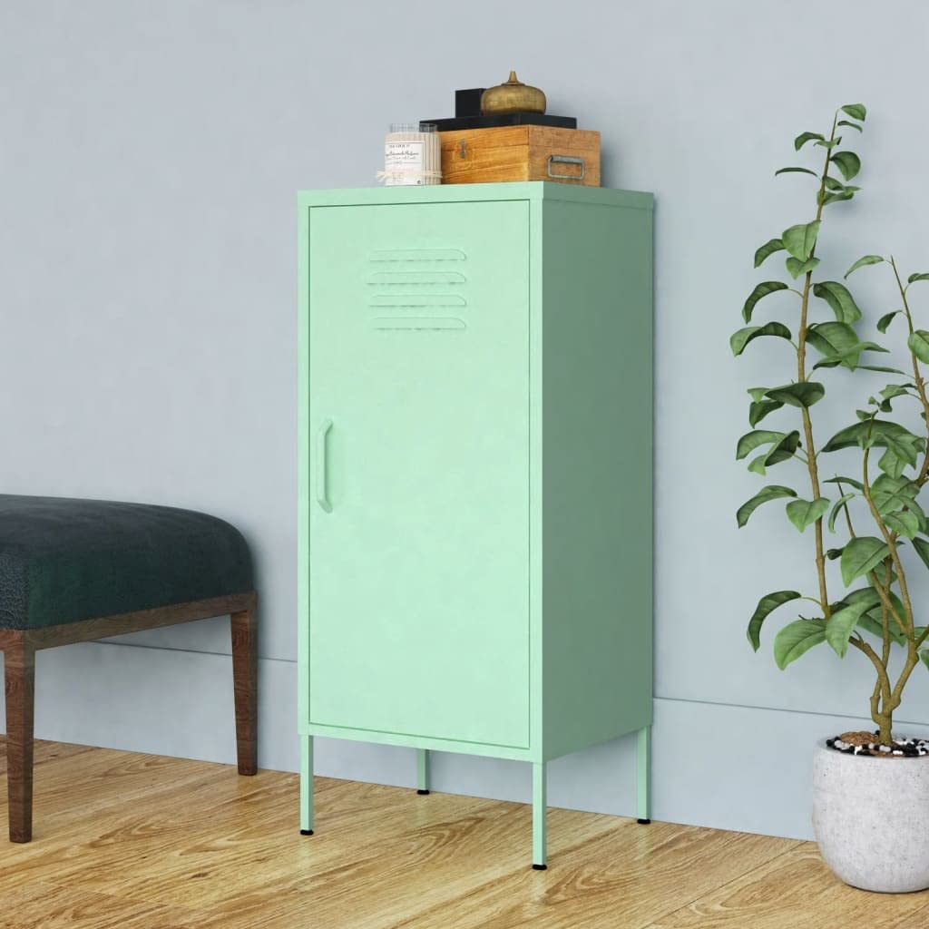 vidaXL 5-Shelf Storage Cabinet, Mint Green Steel Bookcase for Home Office, Living Room, Bedroom - Organize Books, Toys, Decor & More