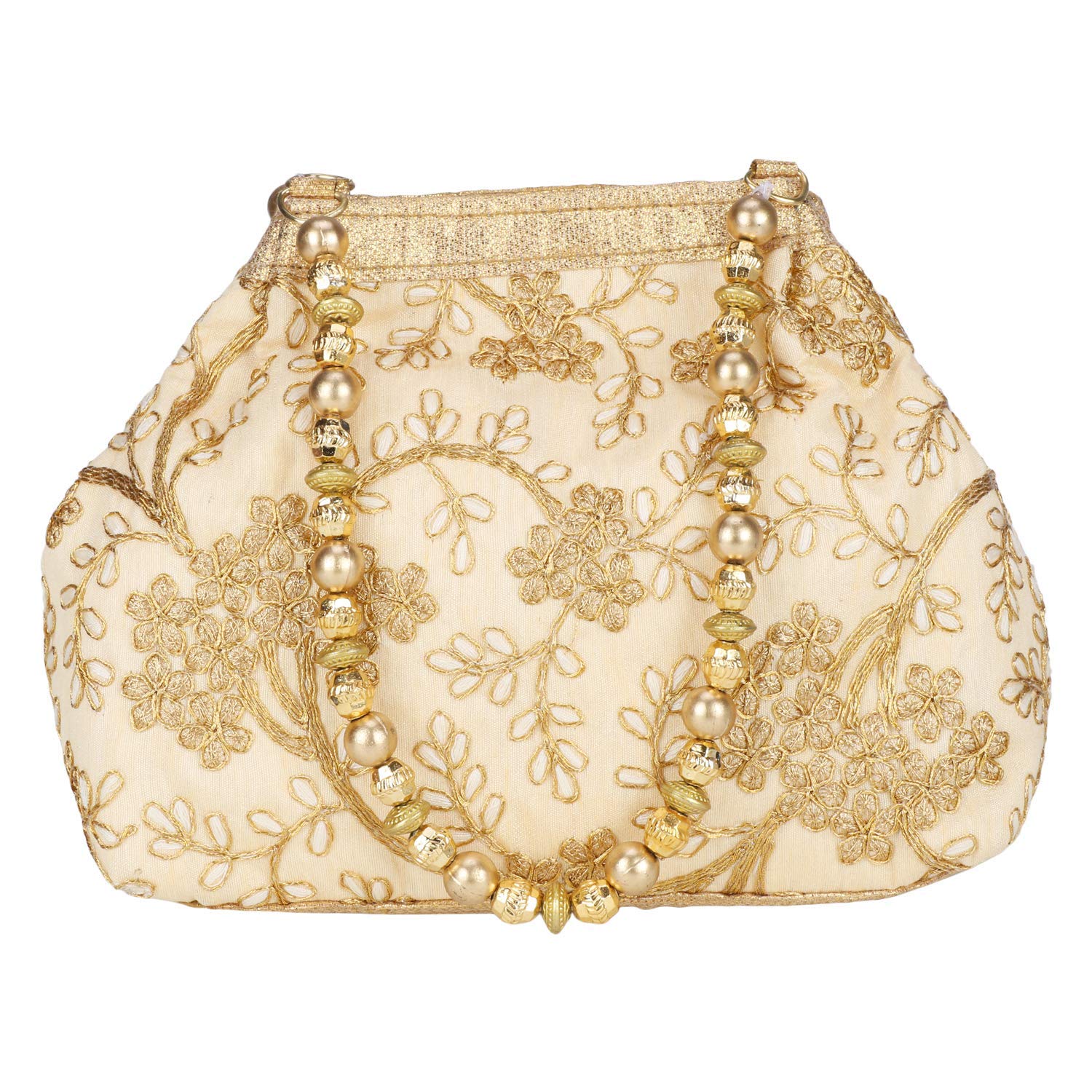 Elegant Golden Potli Bag for Women - Stylish Jewelry Pouch & Gift Bag for Parties, Weddings, and Special Occasions