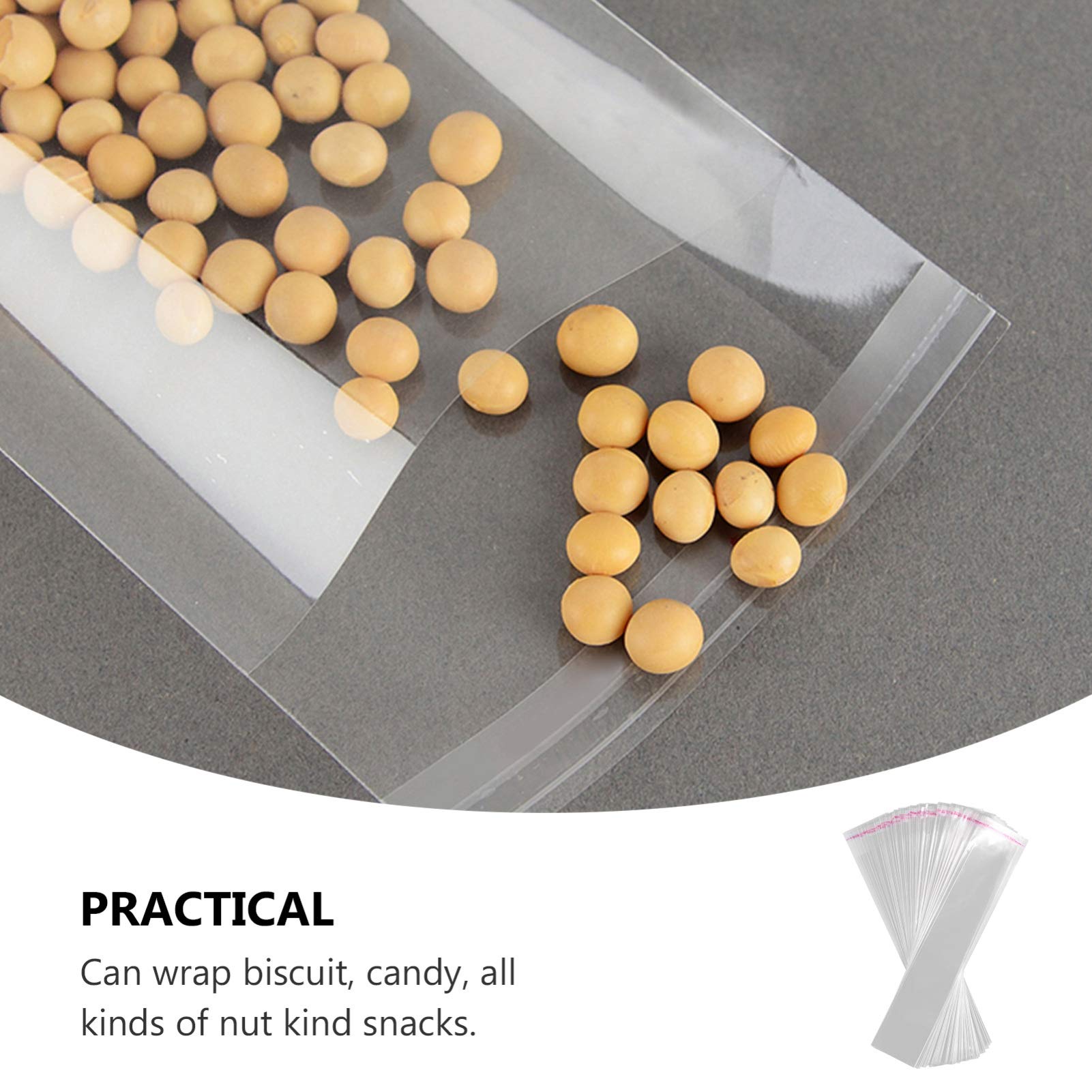VOSAREA 200pcs Clear Self-Sealing Cello Bags - Plastic Candy Treat Bags for Bakery, Cookies, Candles, Gifts | Christmas, Halloween Party Favors & Wedding Candy Wraps - Perfect for Bulk Packaging & Small Business Retail