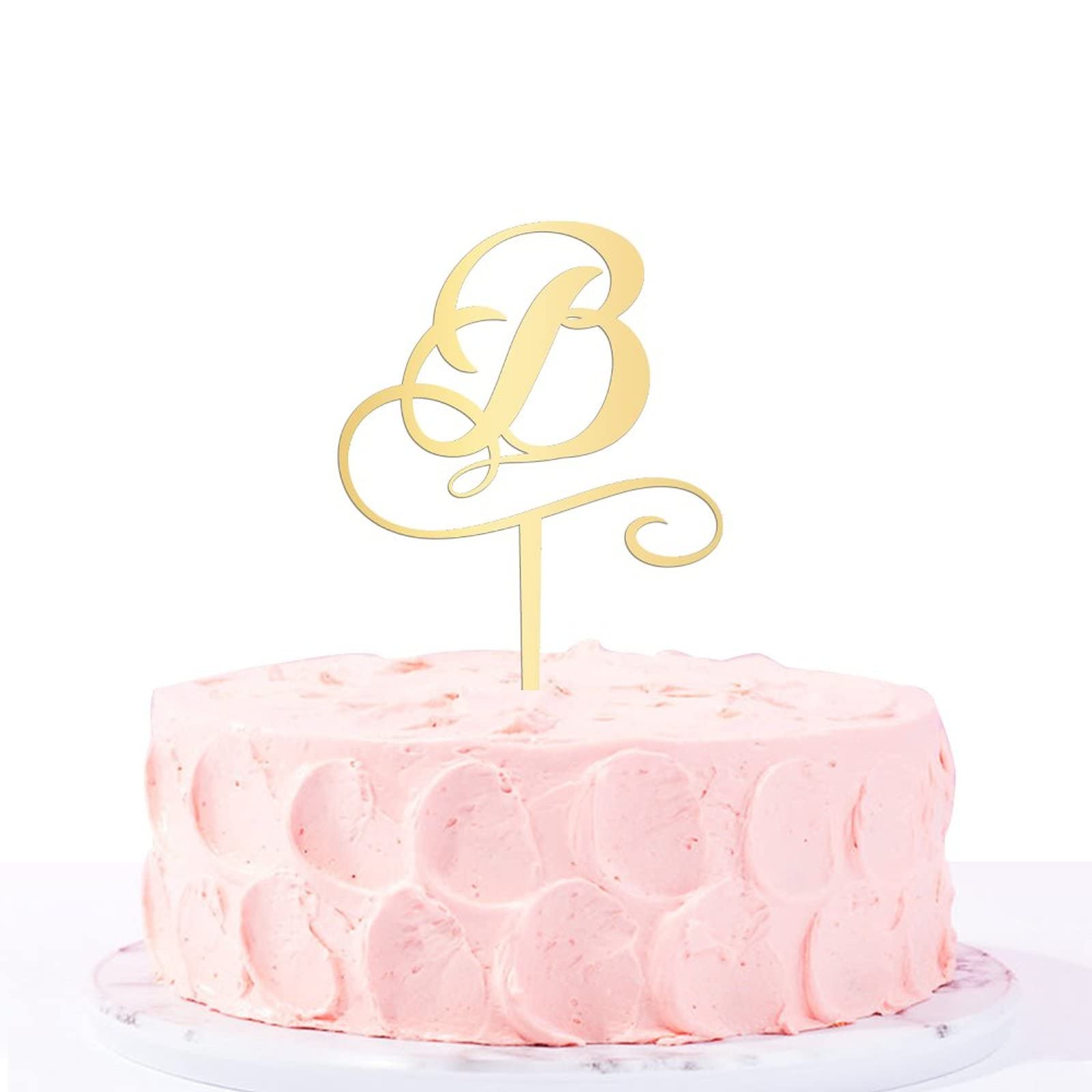 Personalized Gold Acrylic Monogram Cake Topper - Letter B Wedding, Birthday Party Decor - Rustic & Elegant Cake Decoration for Anniversaries, Baby Showers & Special Events