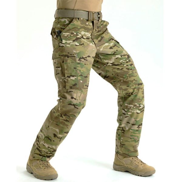 5.11 Tactical Men's Multicam TDU Pants with Adjustable Waistband & Teflon Finish - Durable Military Style 74350 Combat Pants for Outdoor, Hunting, and Tactical Operations