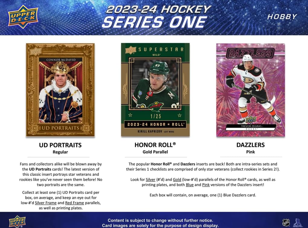 2023-24 Upper Deck Series 1 Hockey Hobby Box - 12 Packs (12 Cards Each) | NHL Trading Cards Collection for Collectors & Fantasy Sports Enthusiasts