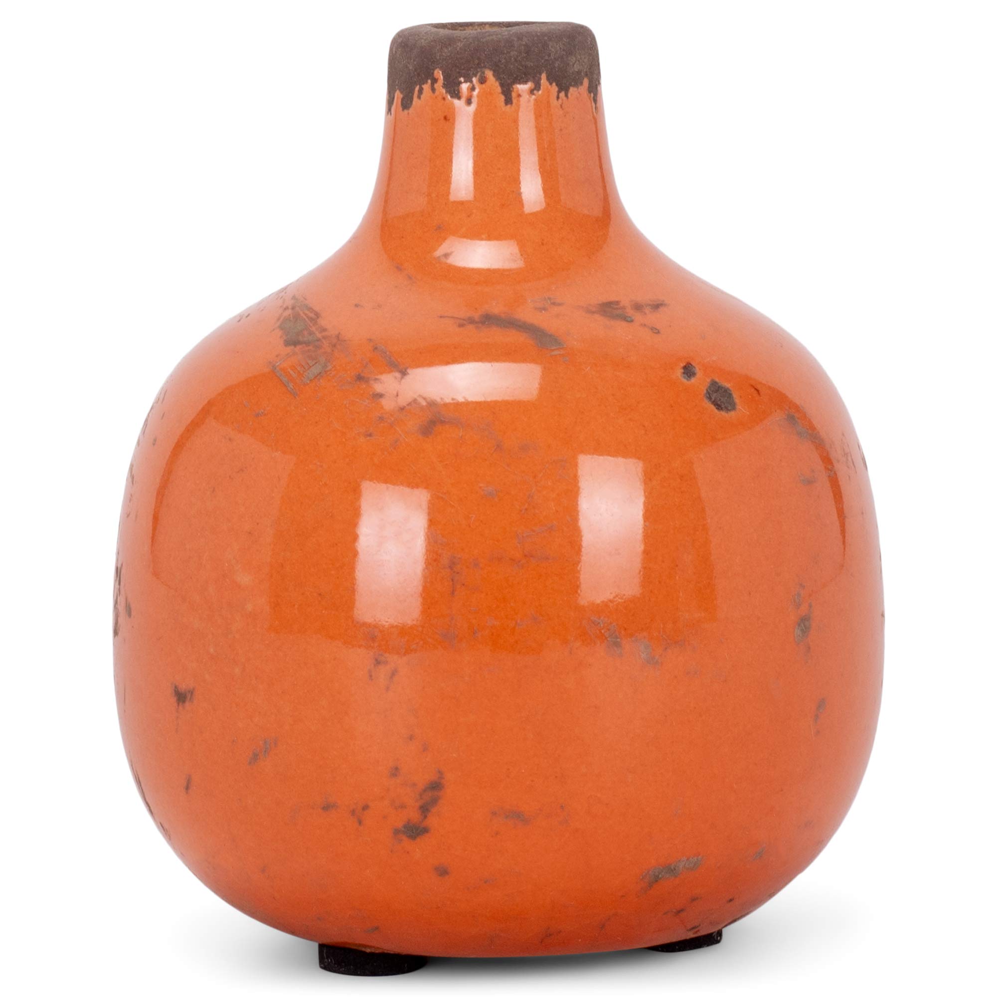 47th & Main Mini Round Orange Ceramic Vase - Handmade Home Decor for Table Centerpiece, Wedding, Living Room & Office Decoration