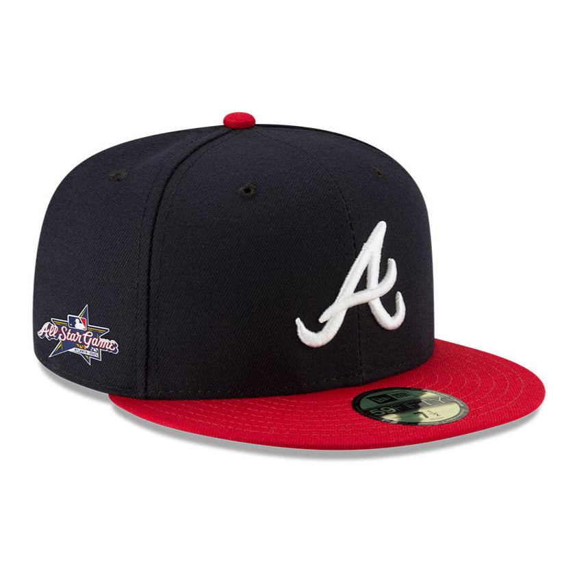 New Era 59Fifty Atlanta Braves 2025 All Star Game Patch Home Hat - Navy & Red Baseball Cap for Men - Official MLB Licensed Snapback for Braves Fans, Games & Casual Wear