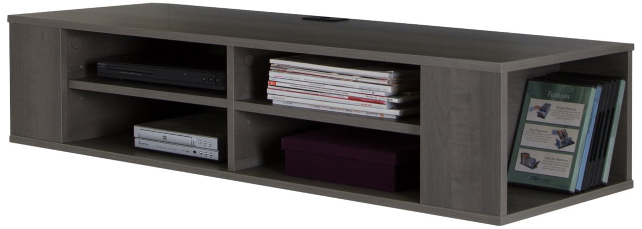 South Shore City Wall Mounted Media Console with Storage - Gray Maple Finish TV Stand for Living Room, Bedroom & Home Theater