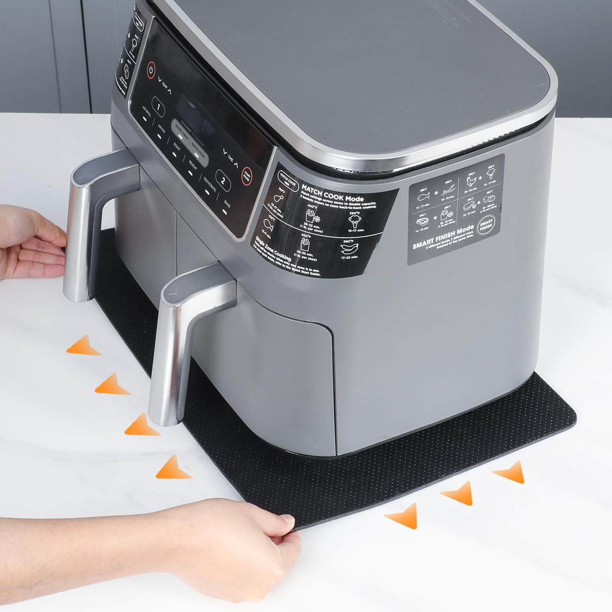 2-Pack Aieve Heat Resistant Mats for Air Fryer - Non-Slip Kitchen Counter Protector with Appliance Sliders for Ninja, COSORI, Tower Air Fryers, Coffee Makers & Microwaves - Perfect for Countertop Protection & Easy Appliance Movement