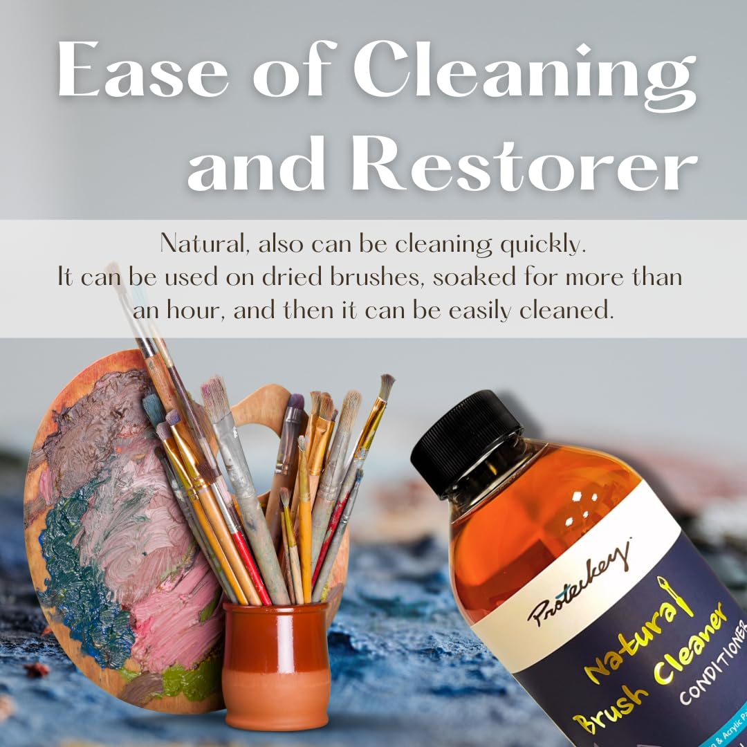 Natural Paint Brush Cleaner & Conditioner - Non-Toxic, Odorless for Oil & Acrylic Paints - Perfect for Kids & Artists