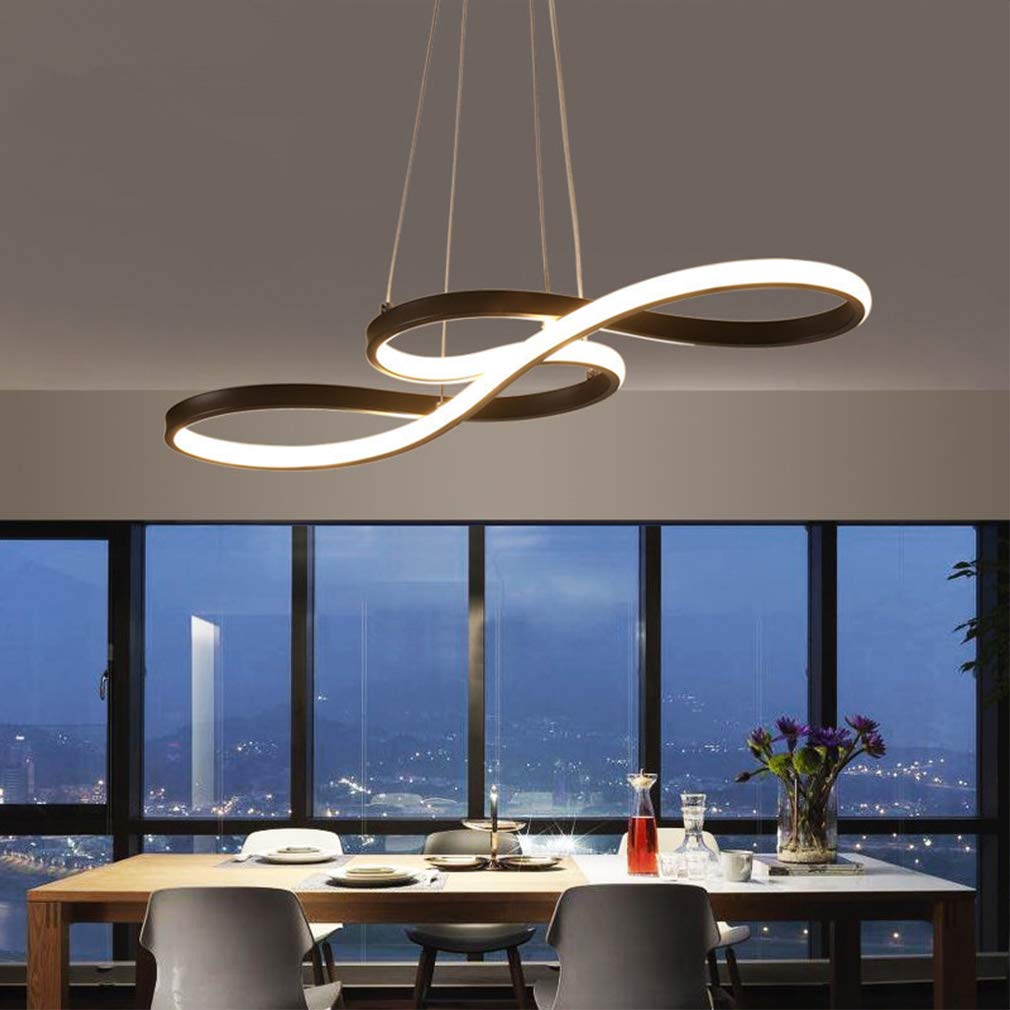 Modern LED Pendant Light - Dimmable Adjustable Chandelier Ceiling Fixture, 40W 75cm Black Hanging Lamp for Living Room, Dining Room & Kitchen Island Lighting | Perfect for Contemporary Home Decor & Restaurant Ambiance