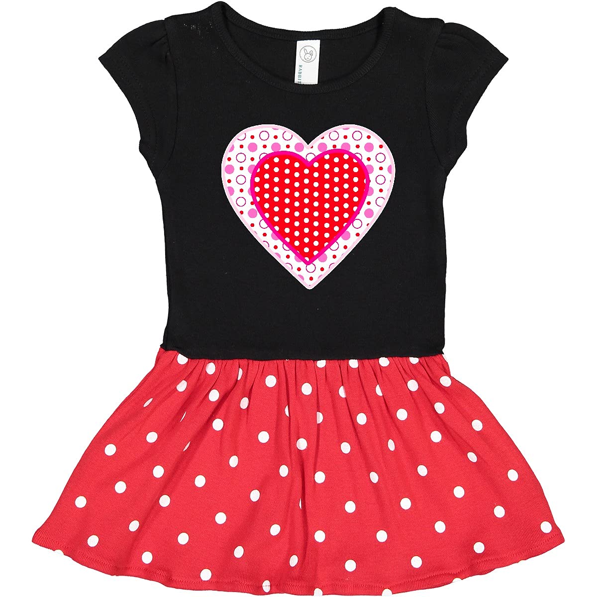 Inktastic Valentine Red Heart with Dots Toddler Dress - Cute Baby Girl Outfit for Valentine's Day, Birthday & Family Photos