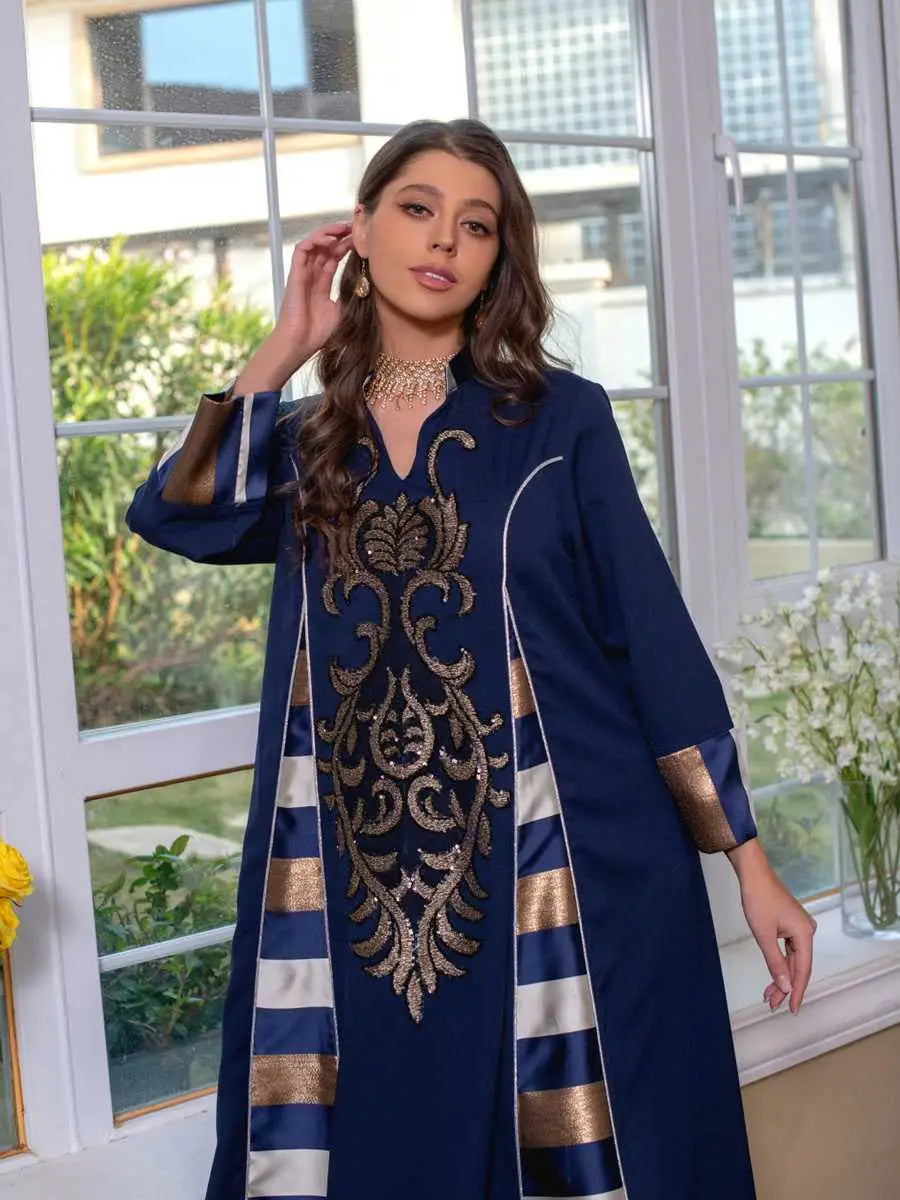 Elegant Eid Dress for Women - Sparkling Sequins & Embroidery Kaftan Caftan Outfit | Perfect for Eid Celebrations, Weddings & Special Occasions