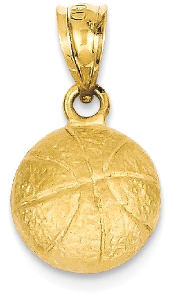 14K Solid Yellow Gold Basketball Necklace Charm - Sports Jewelry Pendant for Men & Women - Perfect Gift for Basketball Fans, Players and Coaches - Game Day, Birthday & Anniversary Jewelry