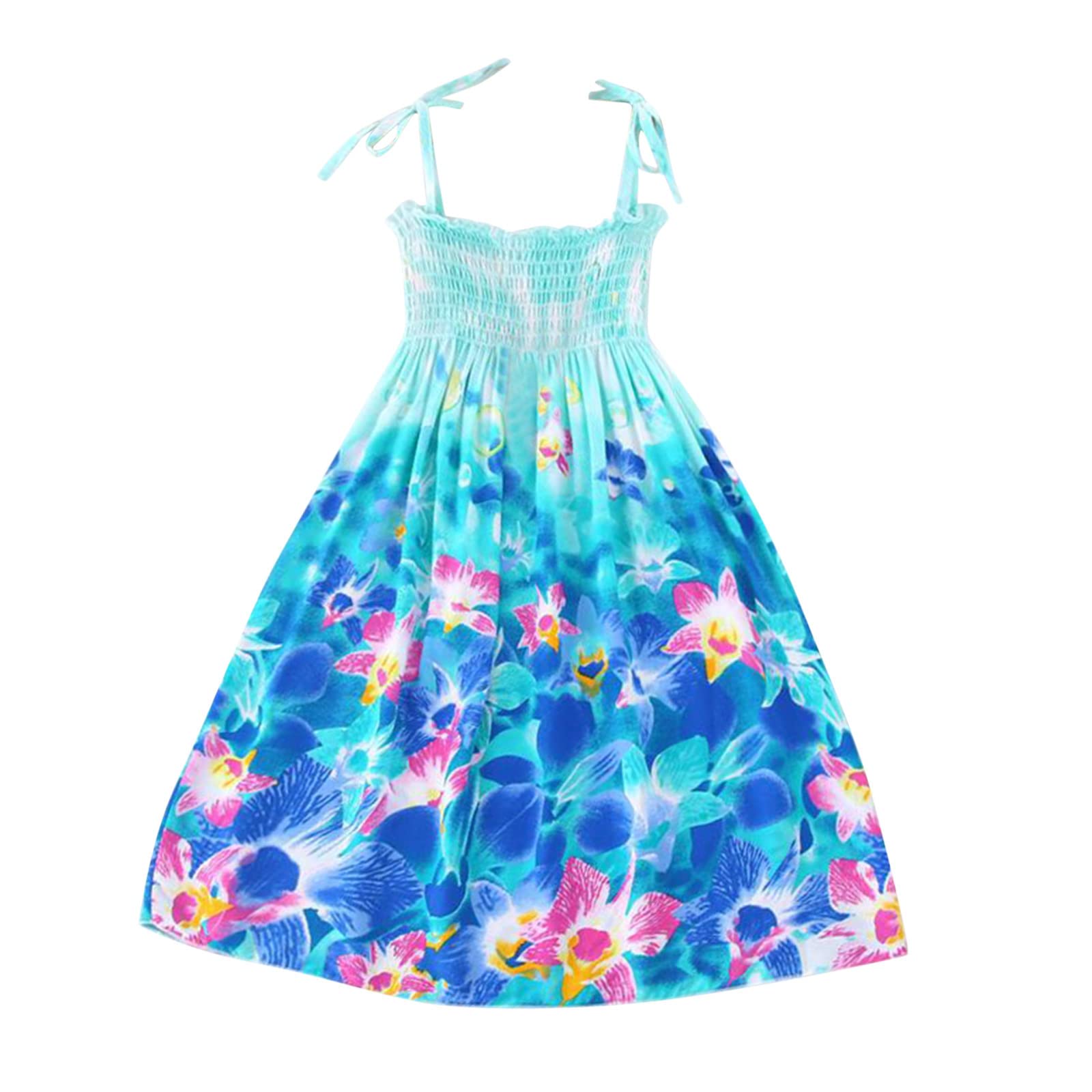 Bohemian Floral Sleeveless Sun Dress for Toddler Girls - Lightweight Summer Beach Dress with Adjustable Straps - Perfect for Princess Parties, Beach Vacations & Outdoor Playdates