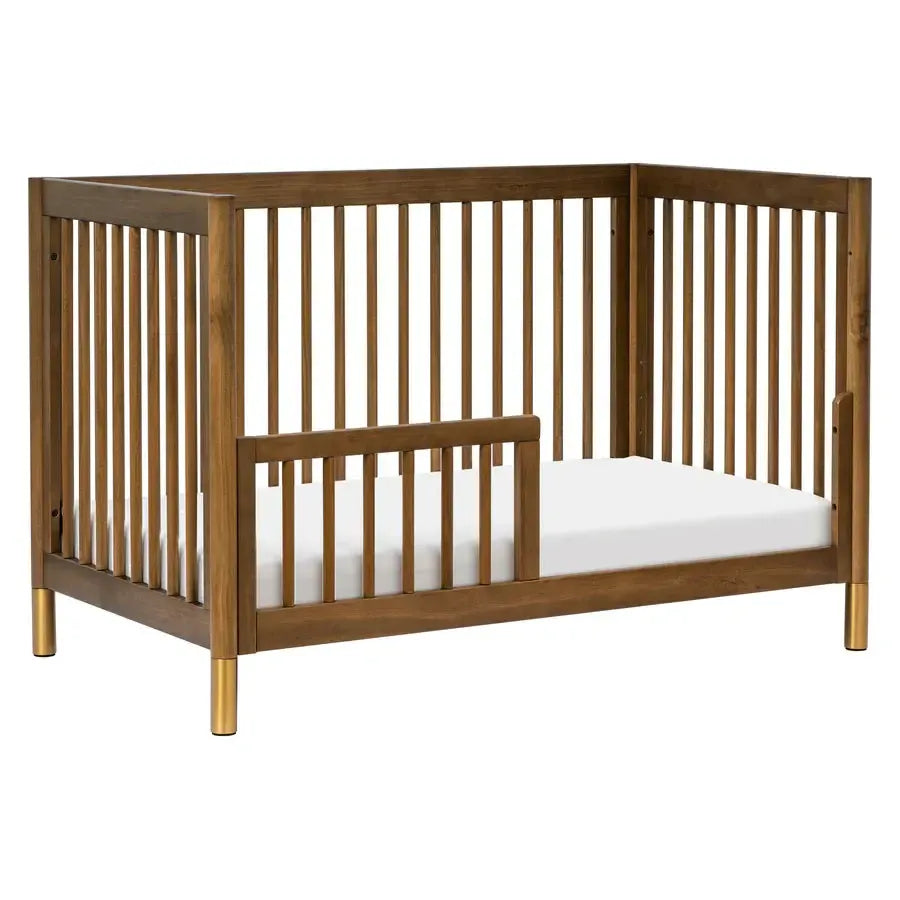 Babyletto Gelato 4-in-1 Convertible Crib in Natural Walnut with Gold Feet – Stylish Nursery Furniture for Newborn to Toddler Bed | Perfect for Modern Baby Rooms & Small Spaces