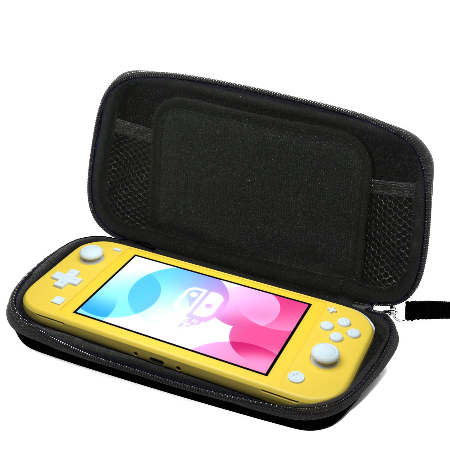 Nintendo Switch Lite Carrying Case with Hand Strap - Protective Travel Pouch for Switch Lite Console & Accessories - Perfect for Gaming On The Go, Travel, and Daily Commute (Black)