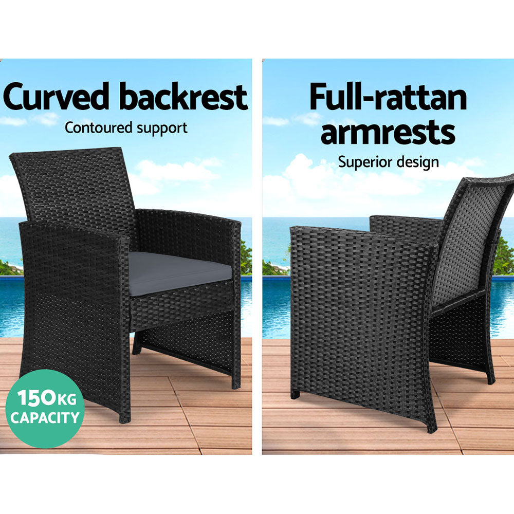 4-Piece Outdoor Rattan Sofa Set with Storage Cover - Patio Furniture in Black for Garden, Backyard, and Poolside Relaxation
