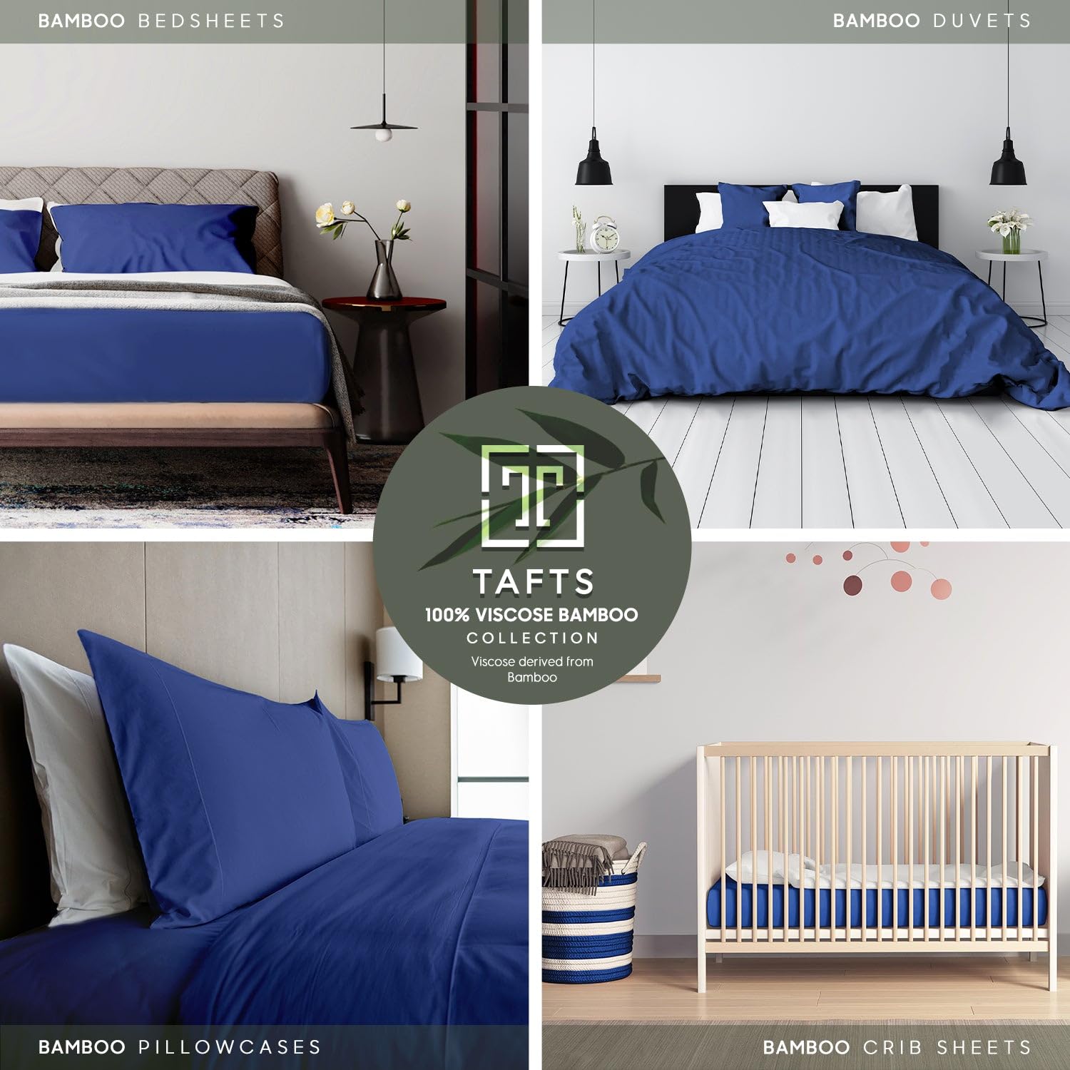 Tafts Queen Sheets Set - 100% Bamboo Viscose Bedding, Ultra Soft & Cooling, Double Stitched for Durability (Navy) | Perfect for Hot Sleepers & Luxury Bedroom Decor