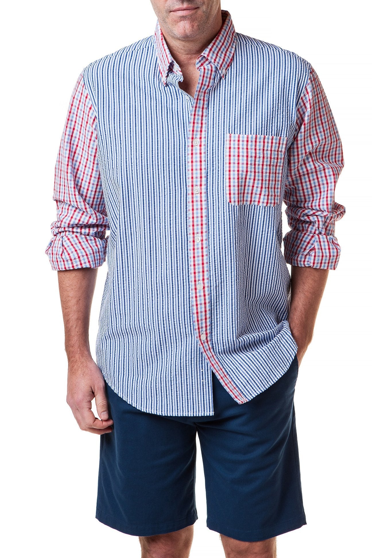 Stylish Chase Shirt Party Seersucker Check Shirt for Men - Perfect for Summer Parties, Weddings & Casual Outings