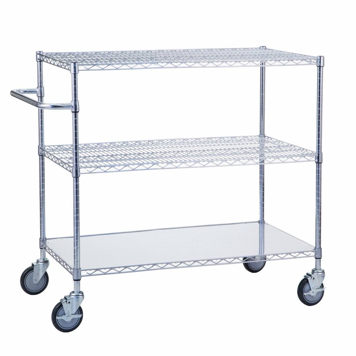 3-Tier Rolling Utility Cart with Solid Bottom - 18
