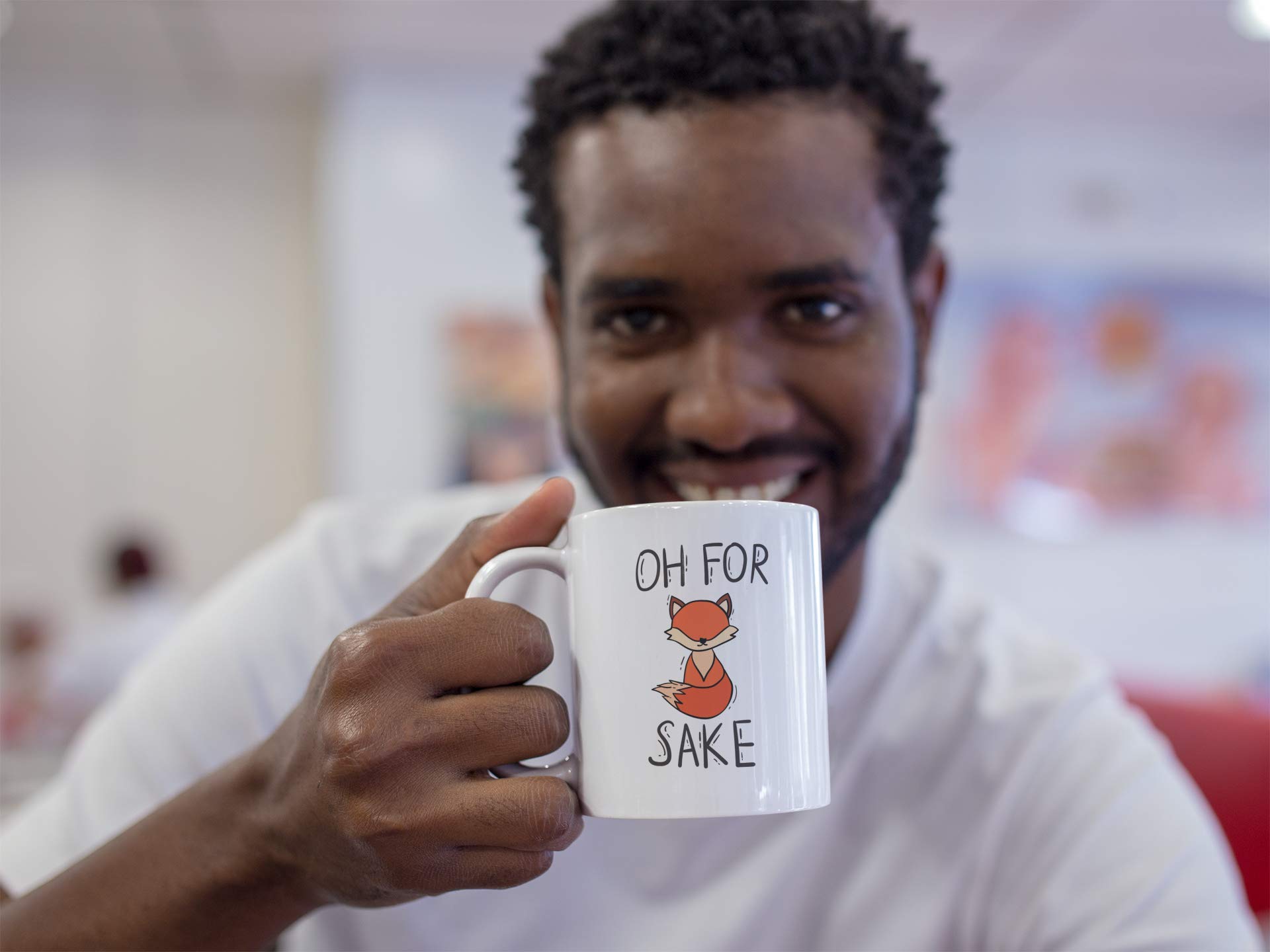 Funny Oh for Fox Sake Coffee Mug - 11oz Ceramic Tea Cup with Witty Saying - Perfect Gift for Office, Home & Coffee Lovers