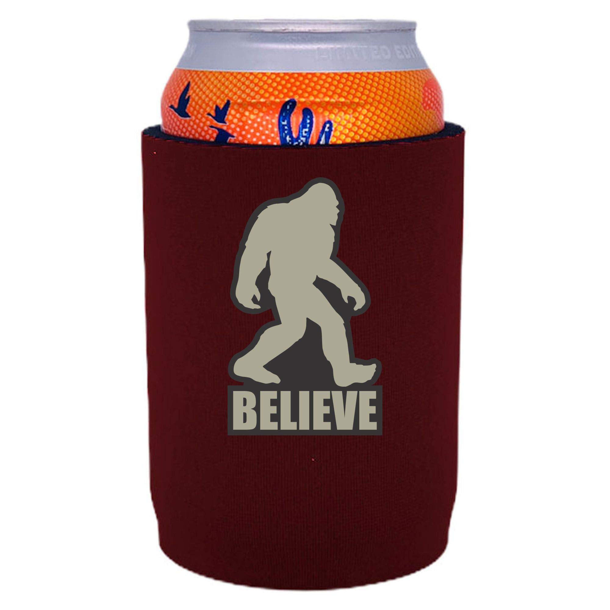 Bigfoot Yeti Insulated Can Cooler - Keeps Drinks Cold for Hours, Burgundy (1-Pack) - Perfect for Camping, BBQs, and Outdoor Adventures