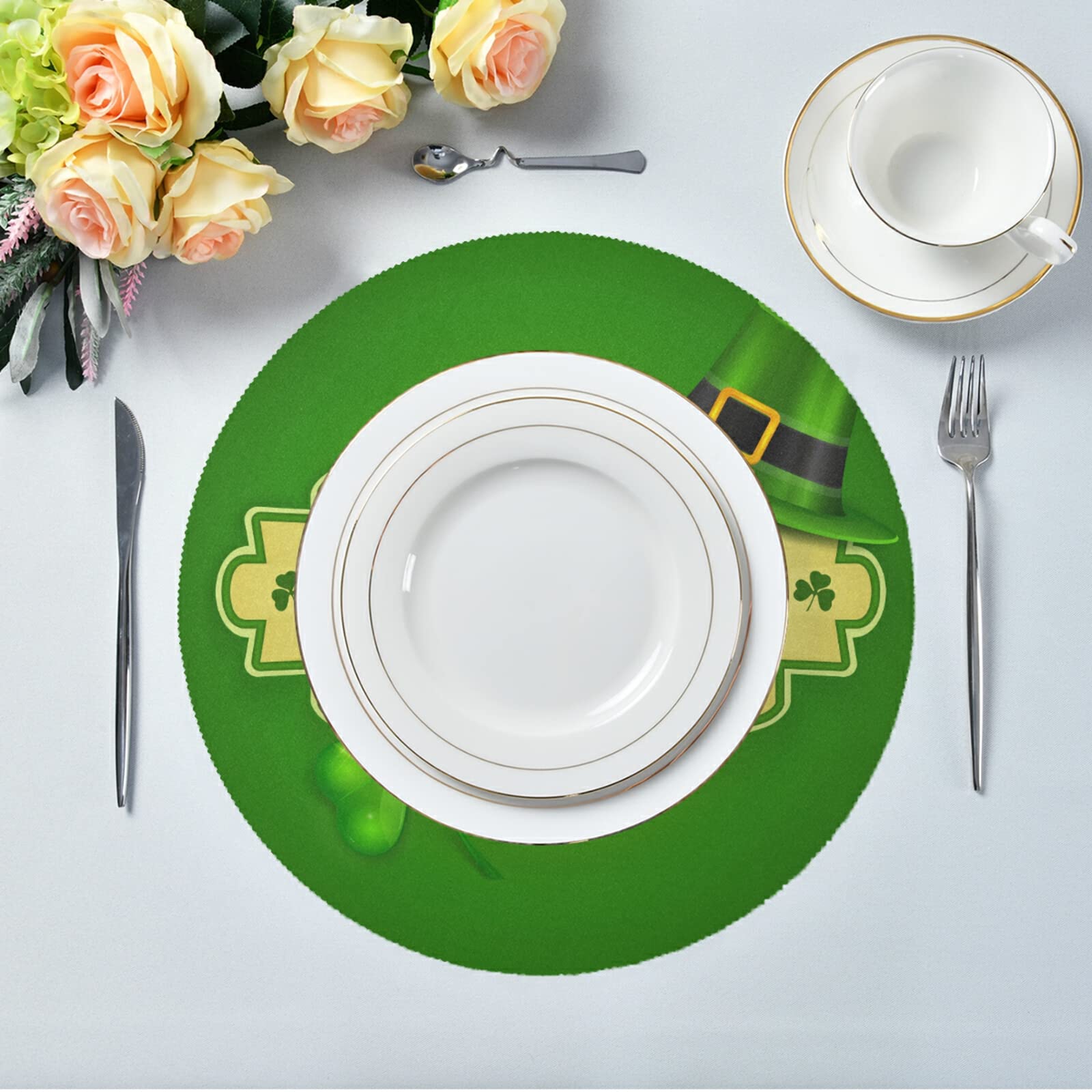 4 Pack St. Patrick's Day Themed Heat-Resistant Placemats - Washable Kitchen & Dining Table Mats for Irish Holiday Decor, Party Dinner & Home Celebration