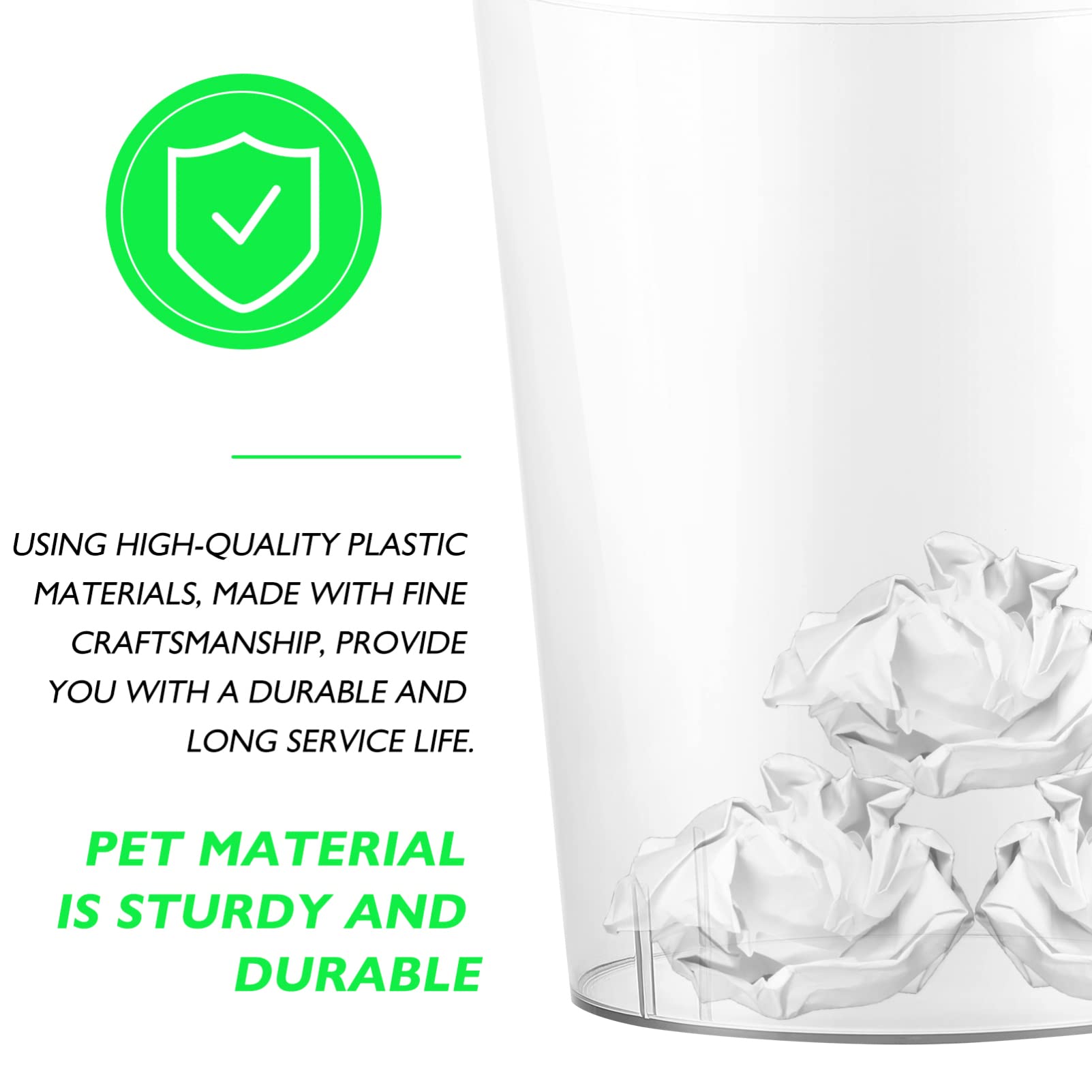 Clear Plastic Trash Can - 10 Gallon Transparent Kitchen Garbage Bin with Lid, Waste Basket for Home, Office, Bathroom & Pet Areas | Odor-Proof & Durable Storage Container for Recycling & Household Waste