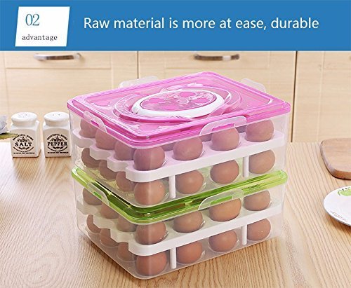 Portable Refrigerator Storage Box - 32 Egg Capacity with Lid, Airtight Plastic Food Container for Kitchen, Picnic & Camping