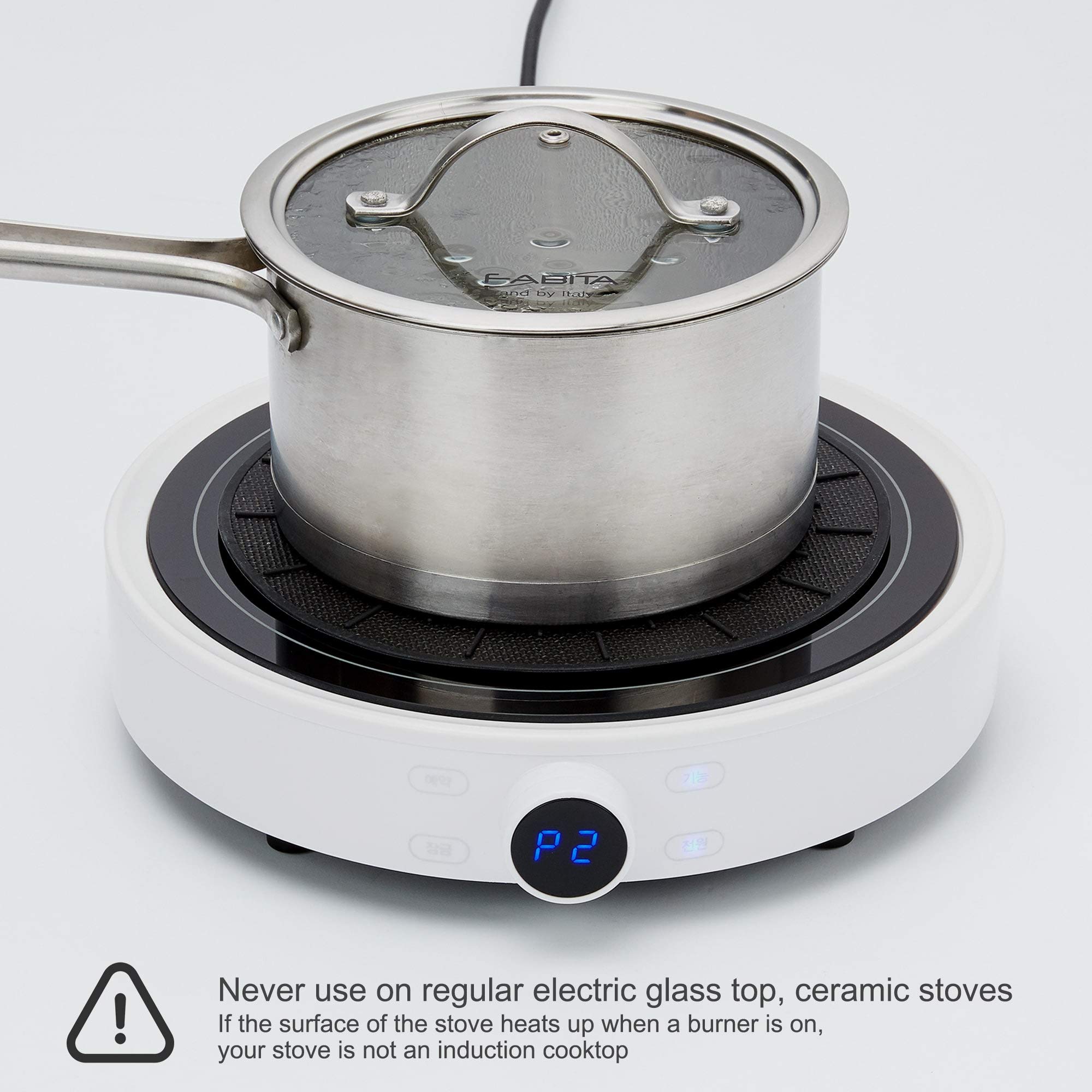 Non-Slip Silicone Fiberglass Induction Cooktop Mat - Scratch Protector for Magnetic Stove - Prevents Pots from Sliding While Cooking - Black (9.4 Inches) - Perfect for Kitchen Safety & Easy Cleaning