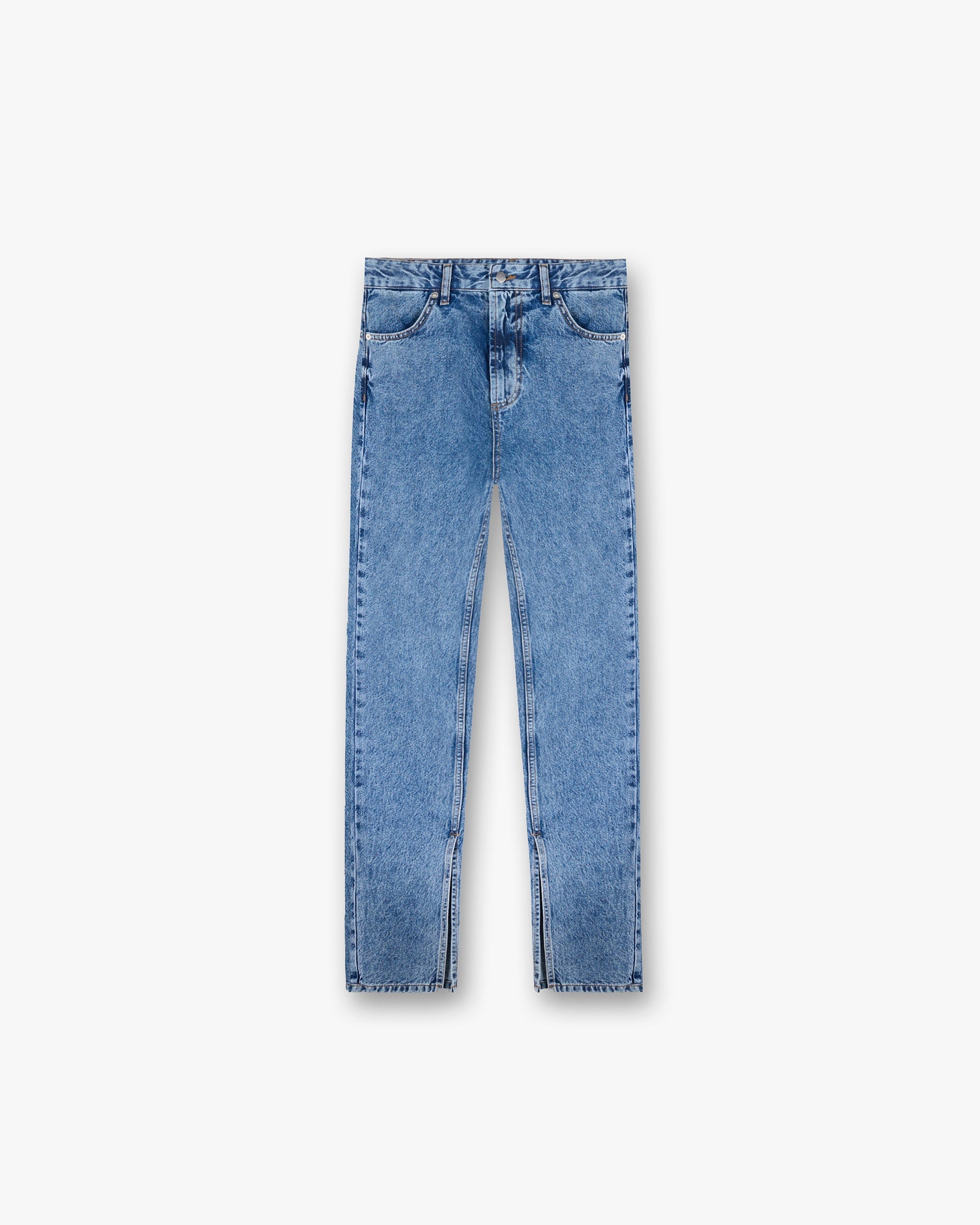 Split Hem Straight Jeans for Women - Washed Blue Denim Pants | Casual Everyday Wear & Street Style Outfits