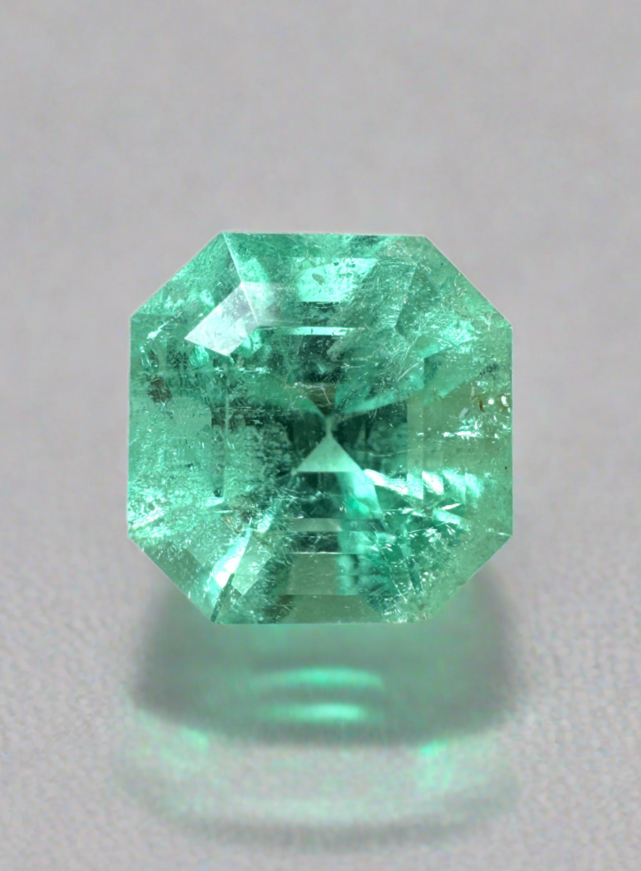 5.56 Carat 10.6x10.6mm Spring Green Natural Loose Colombian Emerald Gemstone - Asscher Cut for Jewelry Making, Engagement Rings & Luxury Collections