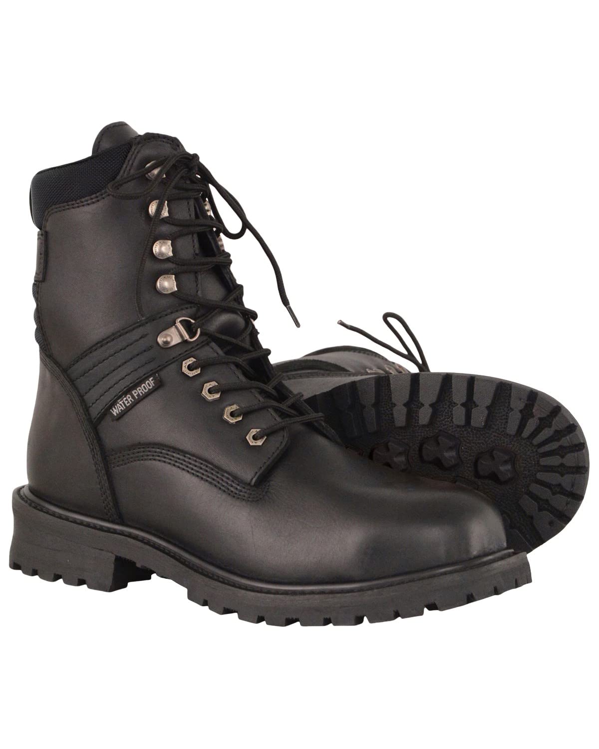 Milwaukee Leather Men's 7 Inch Waterproof Work Boots - Round Toe Black Steel Toe Construction Boots for Outdoor Work, Hiking & Heavy Duty Jobs