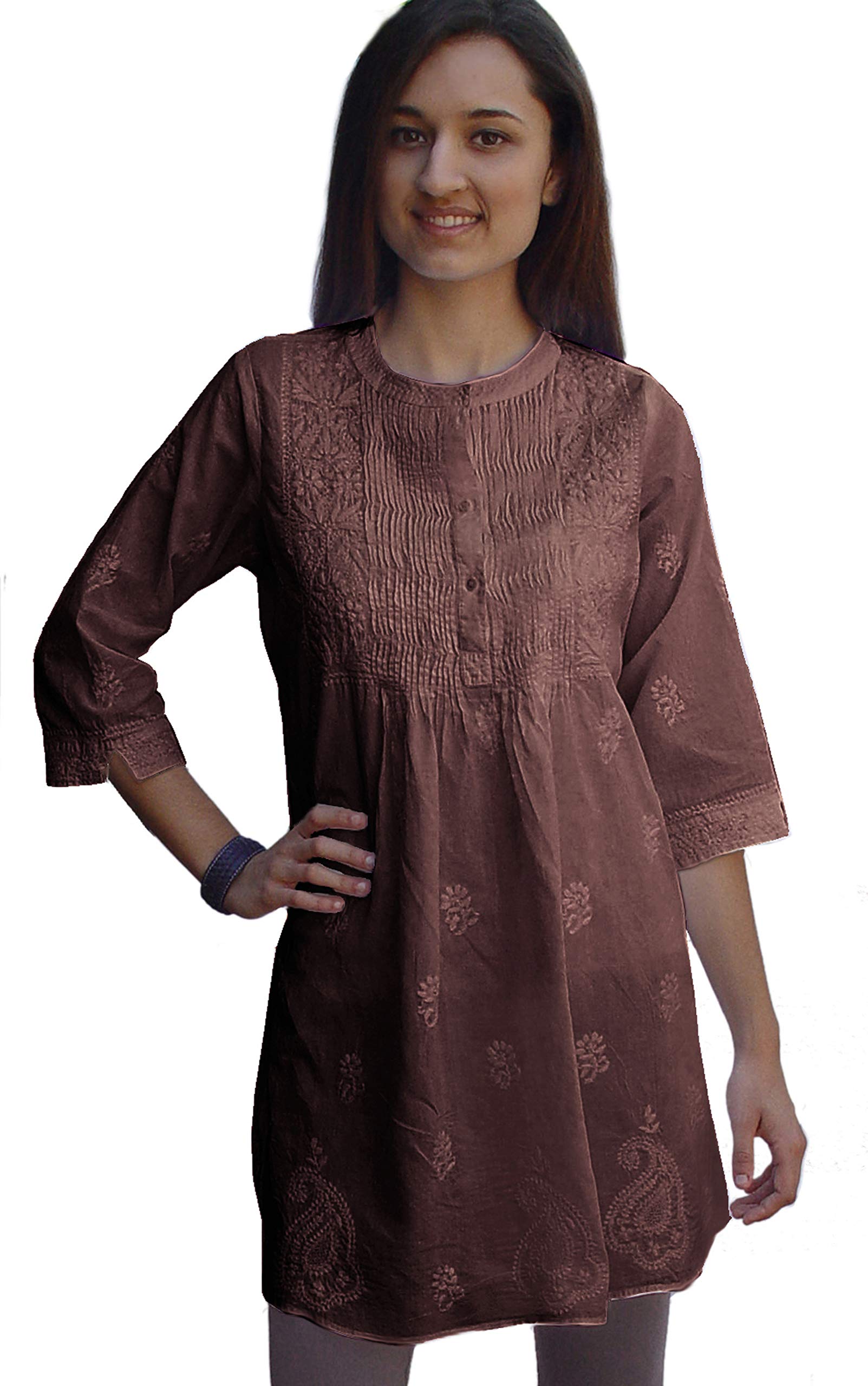 Ayurvastram Pure Cotton Hand Embroidered Women's Tunic Top - Breathable Ethnic Kurti Blouse for Casual Wear, Office & Festive Occasions