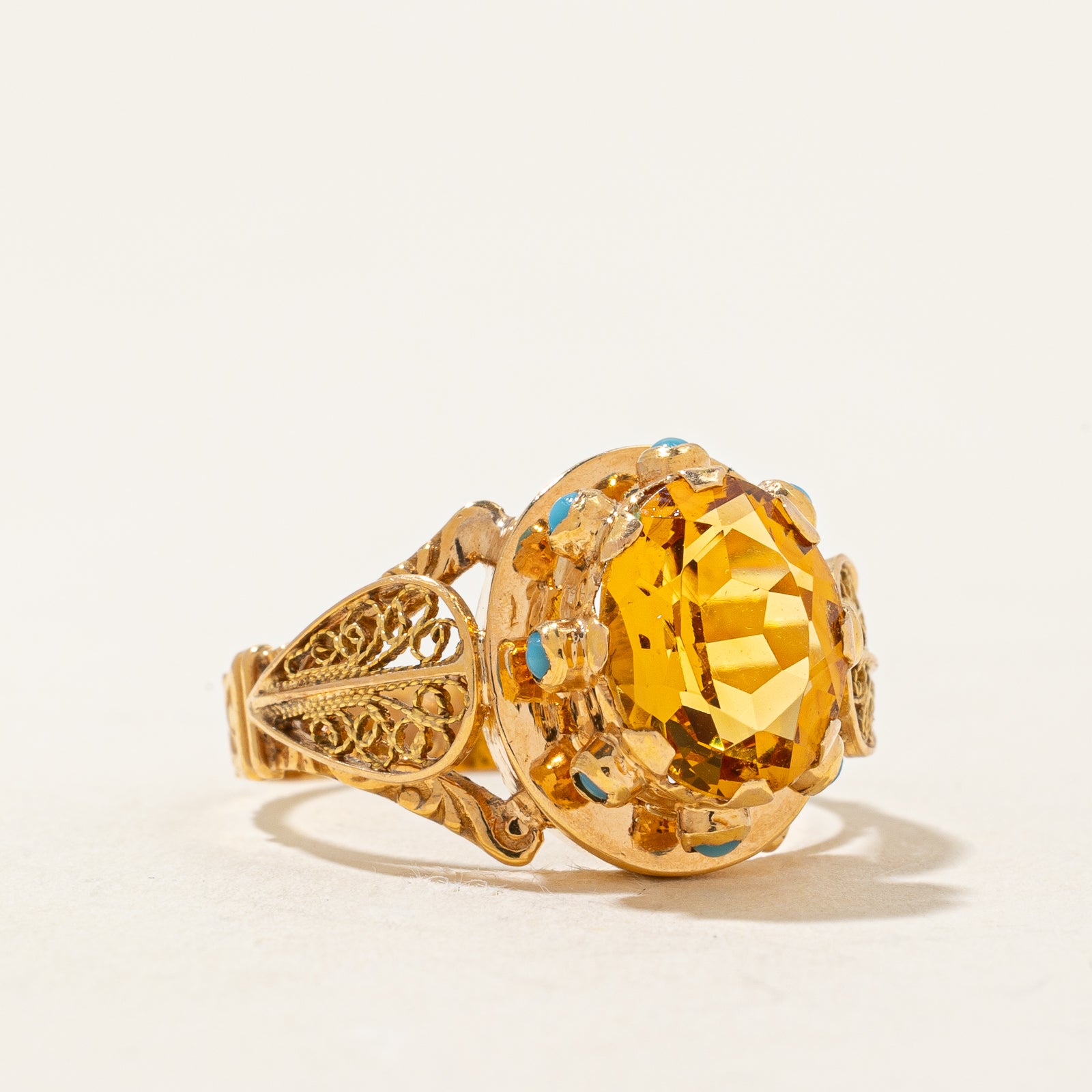 Vintage Orange & Turquoise Glass Ring - 3.24ct Handmade Statement Jewelry - Size 7.5 - Bohemian Wedding, Party & Everyday Fashion Accessory for Women