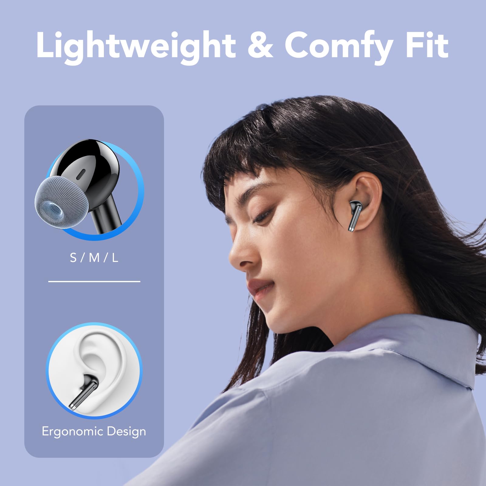 Wireless Bluetooth Headphones 5.3 with ENC Noise Cancelling Mic, Hi-Fi Stereo Sound, 50H Playtime, LED Display & IPX7 Waterproof - Perfect for Gym, Running, Travel & Work Calls