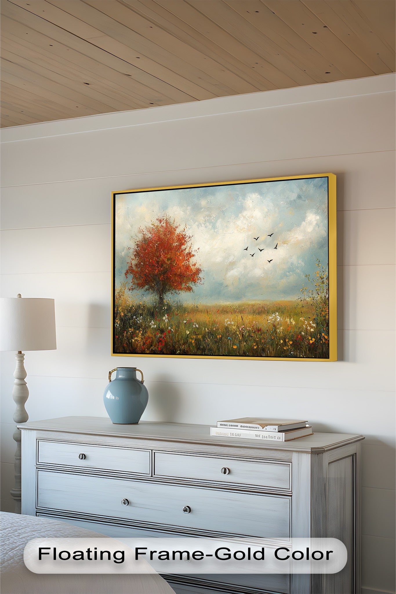 Autumn Serenity Tree Landscape Oil Painting - Handmade Canvas Art for Living Room, Bedroom & Office Wall Decor