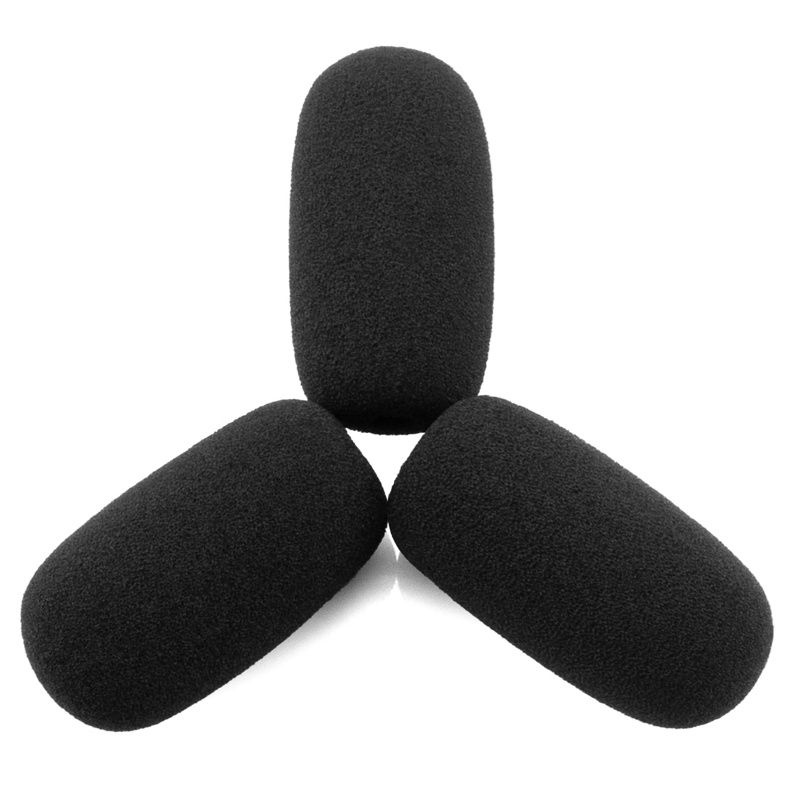 LEFXMOPHY Pop Filter for TECKNET TK-HS001 TK-HS003 Bluetooth Headset Microphone - 3-Pack Black Foam Windscreen Covers for Clear Audio - Perfect for Podcasting, Streaming & Voice Recording