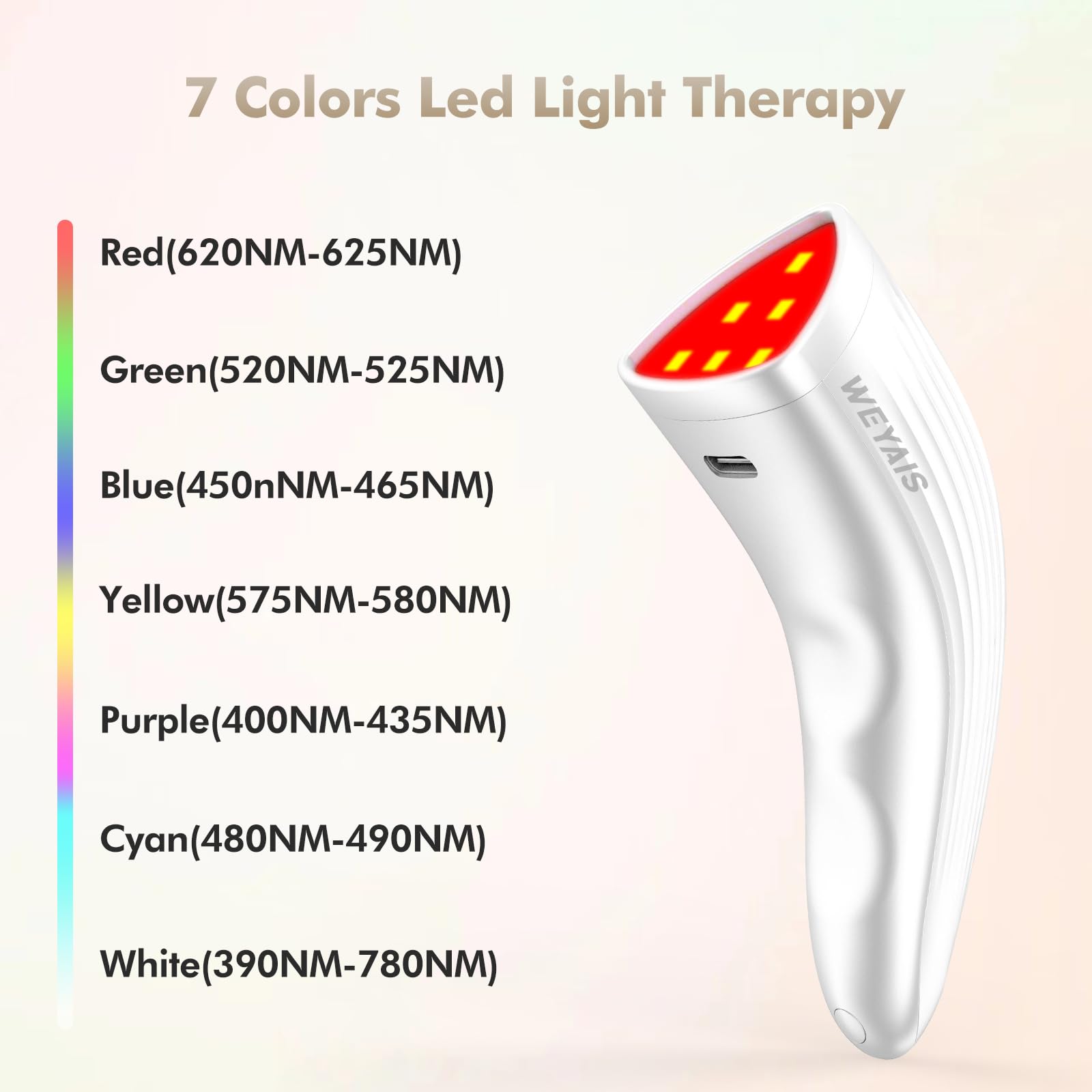 7-Color LED Light Therapy Wand for Face - Red & Blue Light Therapy Device for Skin Care, Anti-Aging & Acne Treatment | Perfect for Home Spa & Skincare Routine