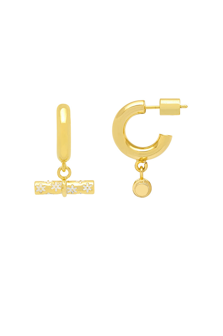 Elegant Floral T-Bar Drop Hoop Earrings for Women - Perfect for Weddings, Parties & Everyday Wear