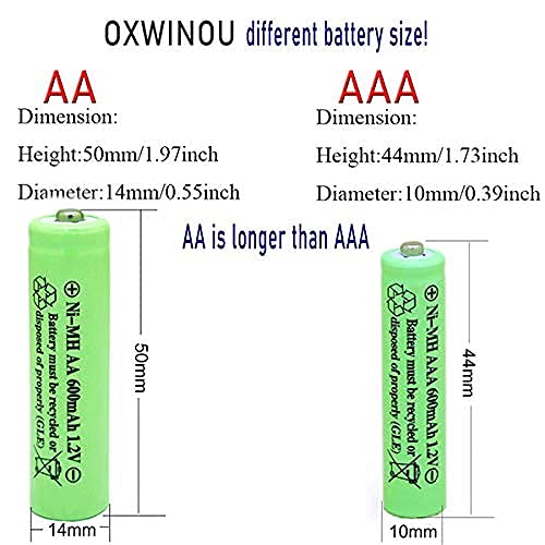 OXWINOU AA Ni-MH 600mAh 1.2V Rechargeable Batteries (8-Pack, Green) - Long-Lasting Power for Solar Lights, Garden Lights, Remote Controls, Computer Mice - Perfect for Outdoor & Home Use