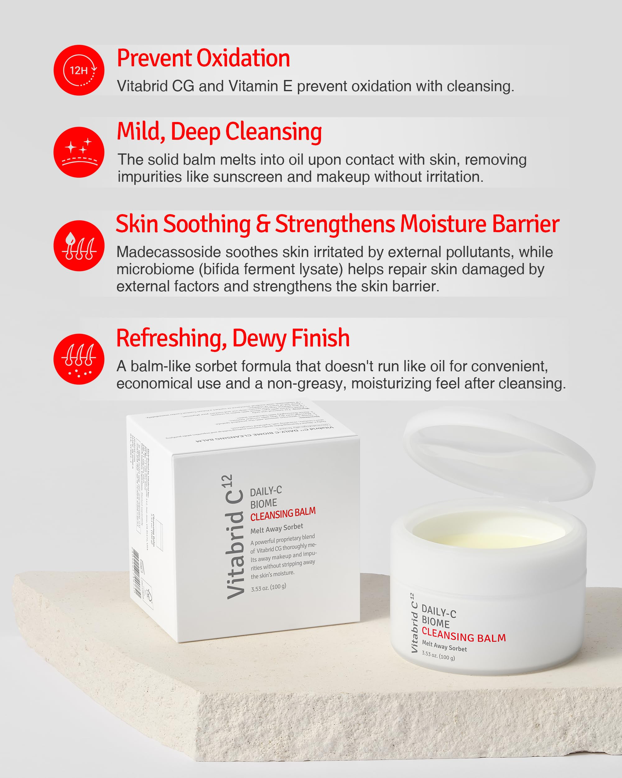 Daily-C Biome Cleansing Balm - Gentle Oil-Based Makeup Remover with Vitamin C, Cica & Microbiome - Hydrating, Exfoliating Antioxidant Face Cleanser for Vibrant, Radiant Skin (3.53oz) | Perfect for Daily Skincare Routine & Post-Makeup Removal