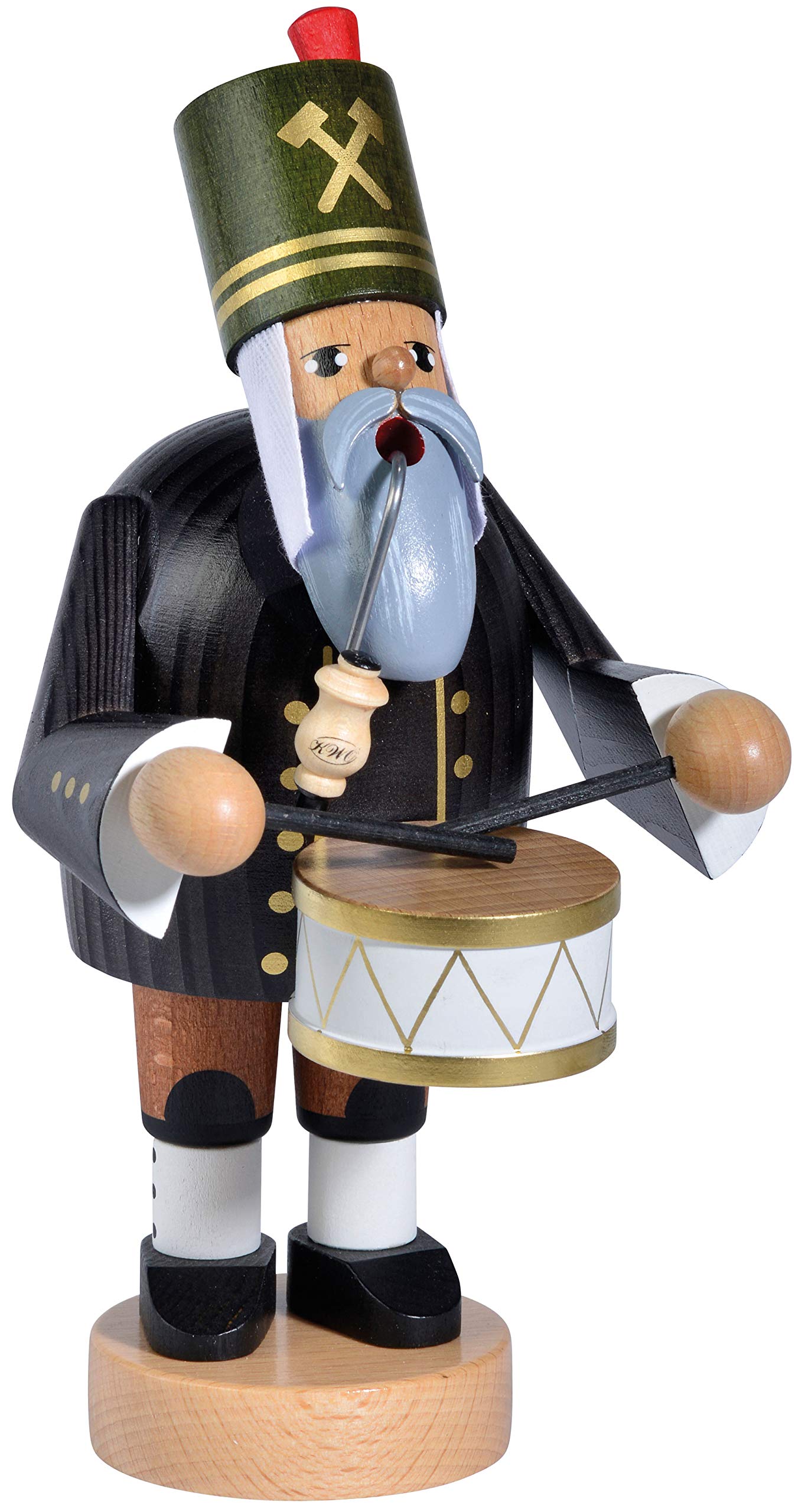 Wooden Miner Smoking Men Incense Holder - 20cm Handcrafted Multicolor Drum Decor for Home, Office & Meditation Spaces | Unique Boho Gift Idea