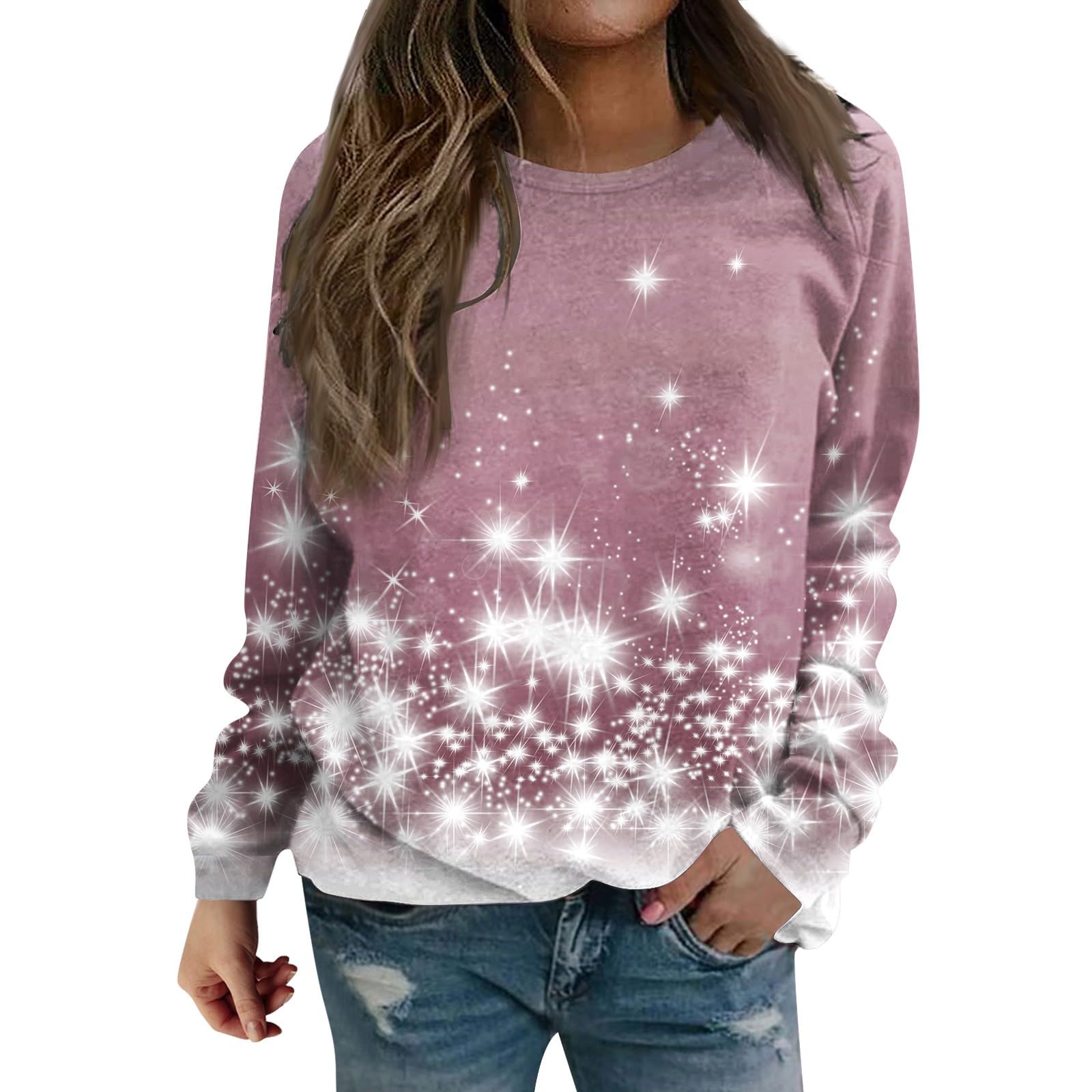 ZEFOTIM Women's Ugly Christmas Sweatshirt - Funny Holiday Reindeer & Snowman Design - Cozy Long Sleeve Crewneck Pullover for Christmas Parties & Family Gatherings